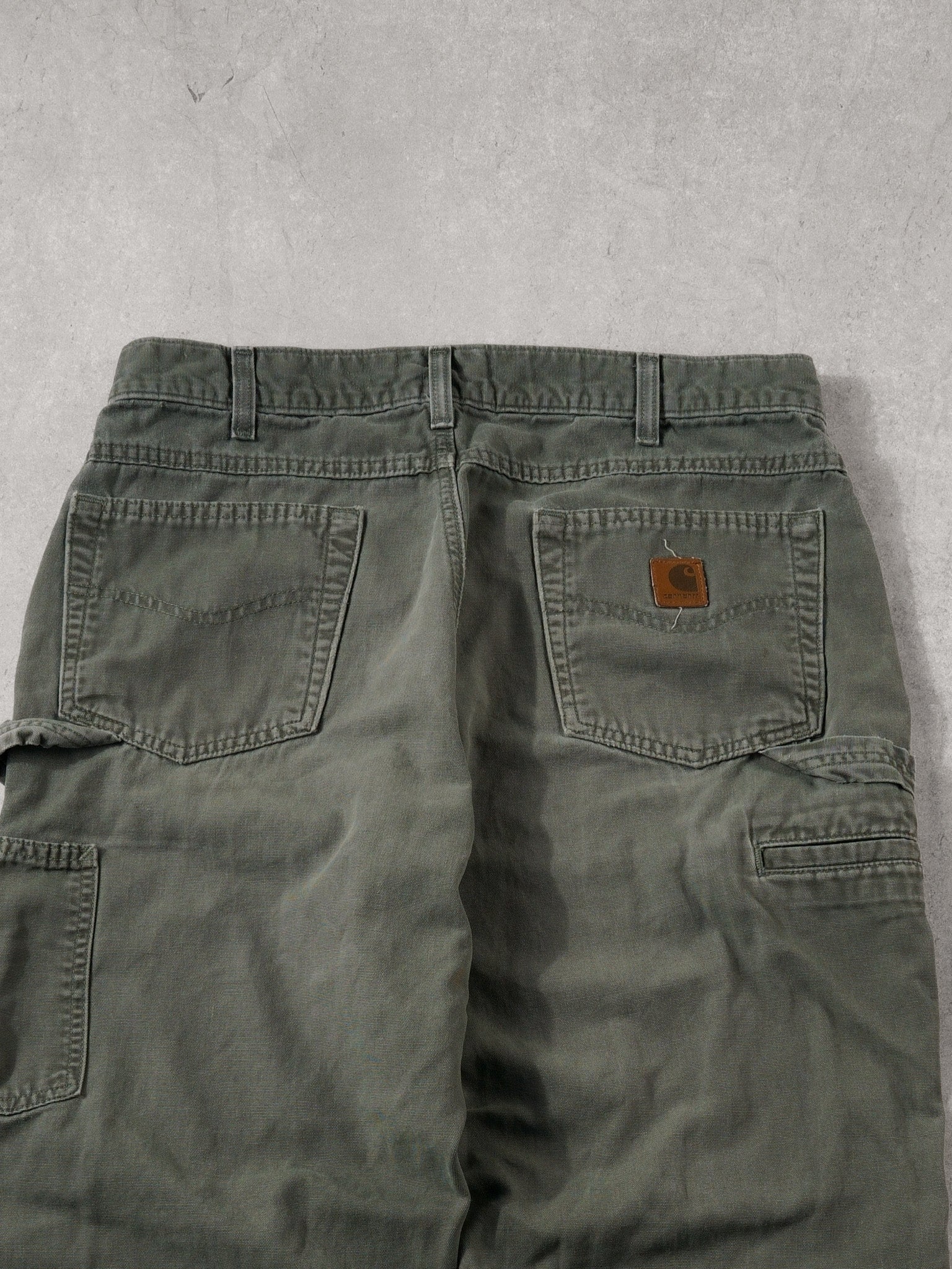 Vintage 90s Washed Sage Green Carhartt Loose Fit Carpenter Pants (34x31)