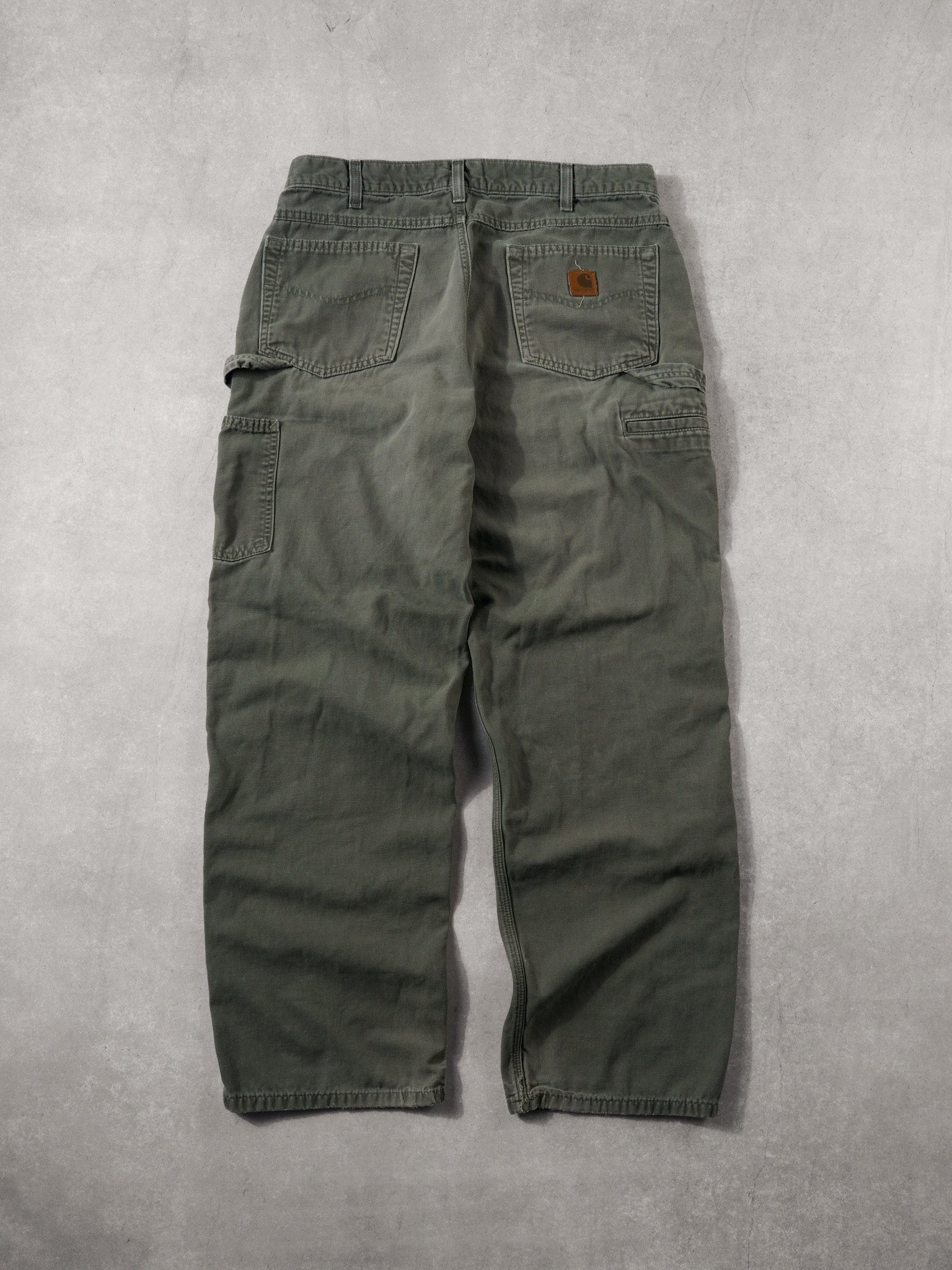 Vintage 90s Washed Sage Green Carhartt Loose Fit Carpenter Pants (34x31)