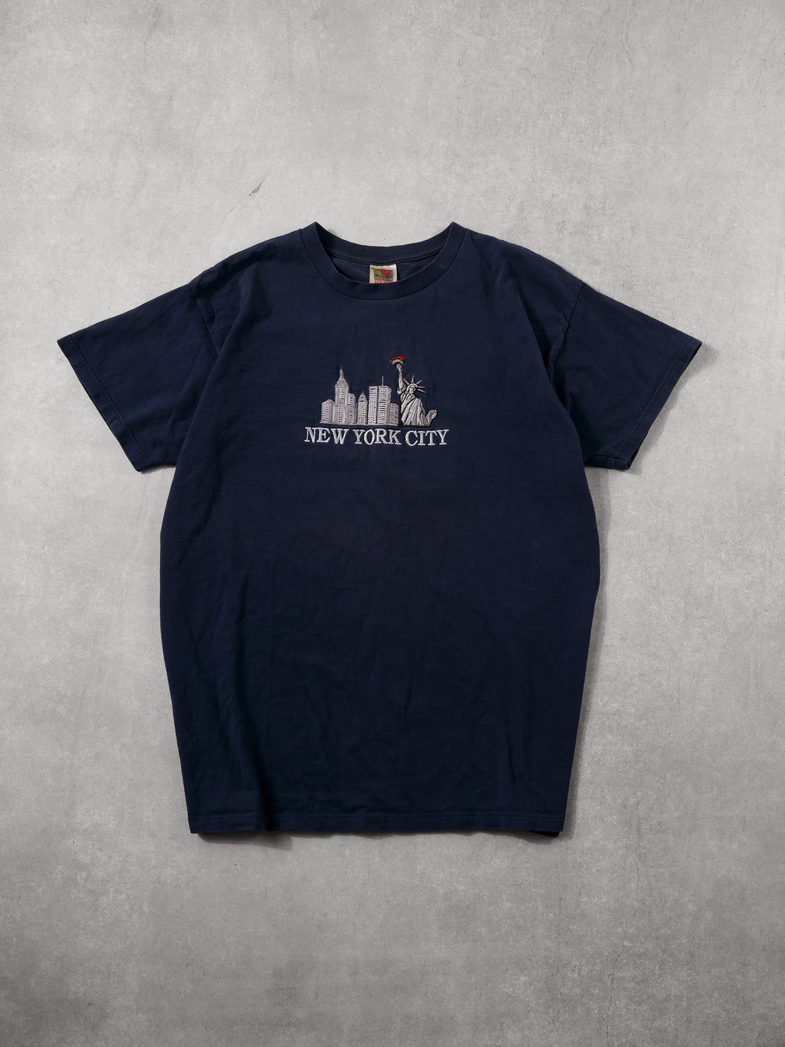 Vintage 90s Navy Blue New York City Embroidery Tee (L)