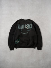 Vintage 80s Washed Black Miami Beach Flordia Crewneck (S)