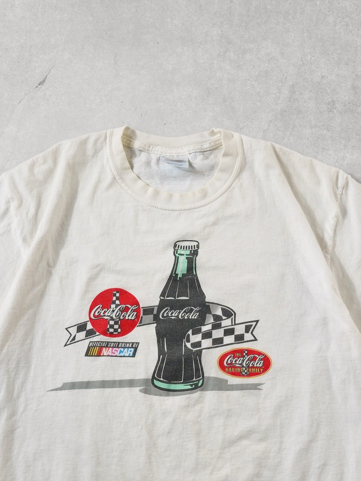 Vintage 90s White Coca Cola Racing Family X Nascar Graphic Tee (M)