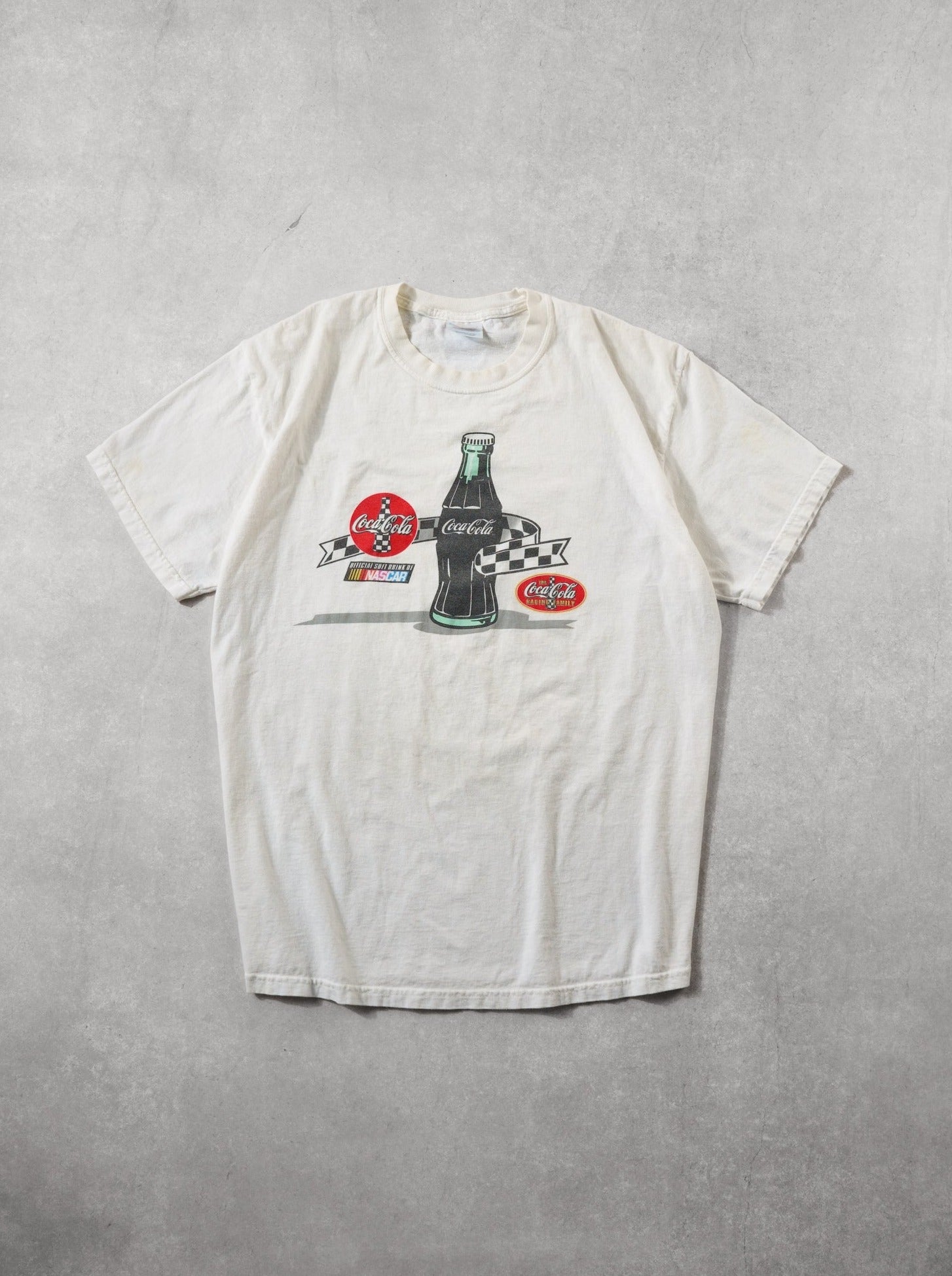 Vintage 90s White Coca Cola Racing Family X Nascar Graphic Tee (M)