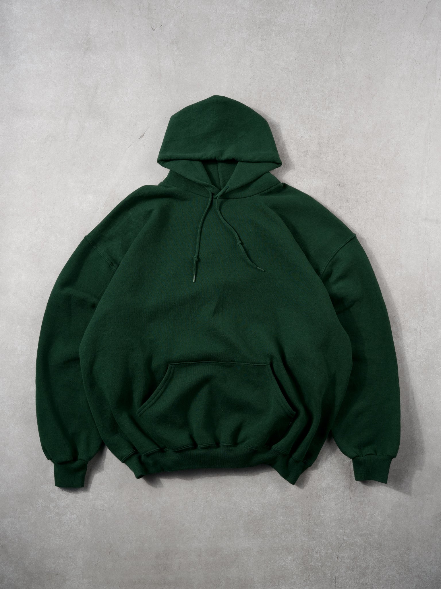 Vintage 90s Pine Green Russell Athletics Blank Hoodie (XL)