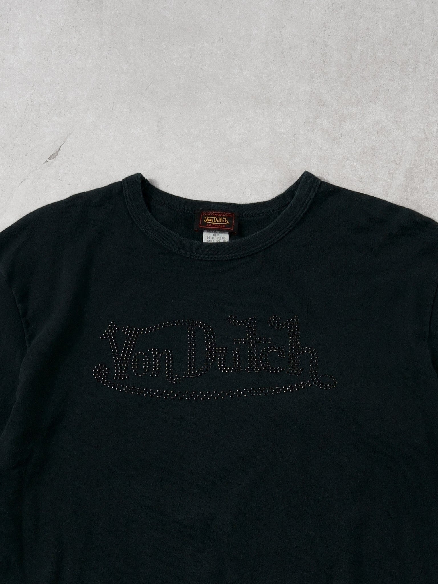 Vintage 90s Black Von Dutch Rhinestone Tee (M)
