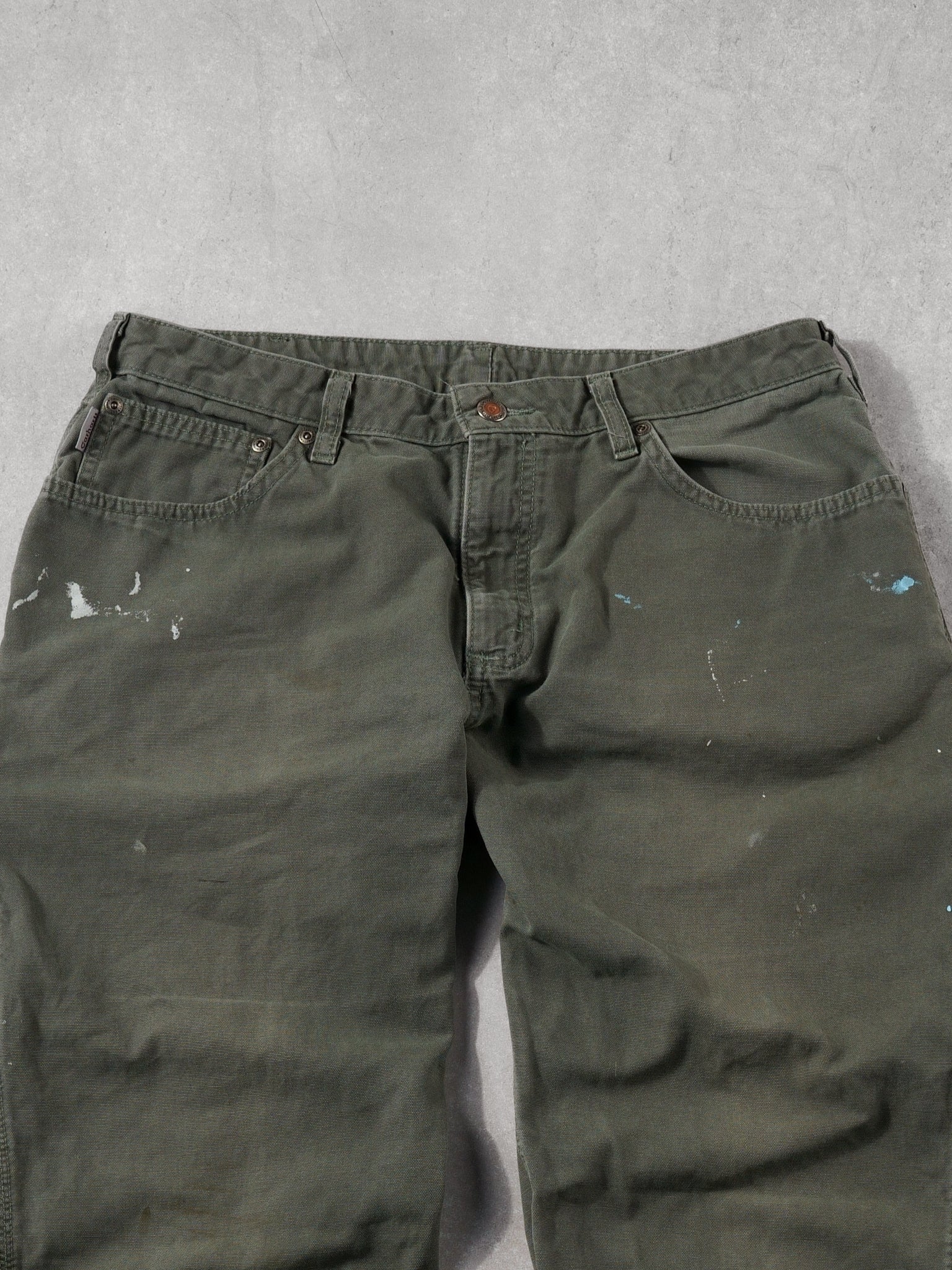 Vintage 90s Washed Sage Green Carhartt Carpenter Pants (34x32)