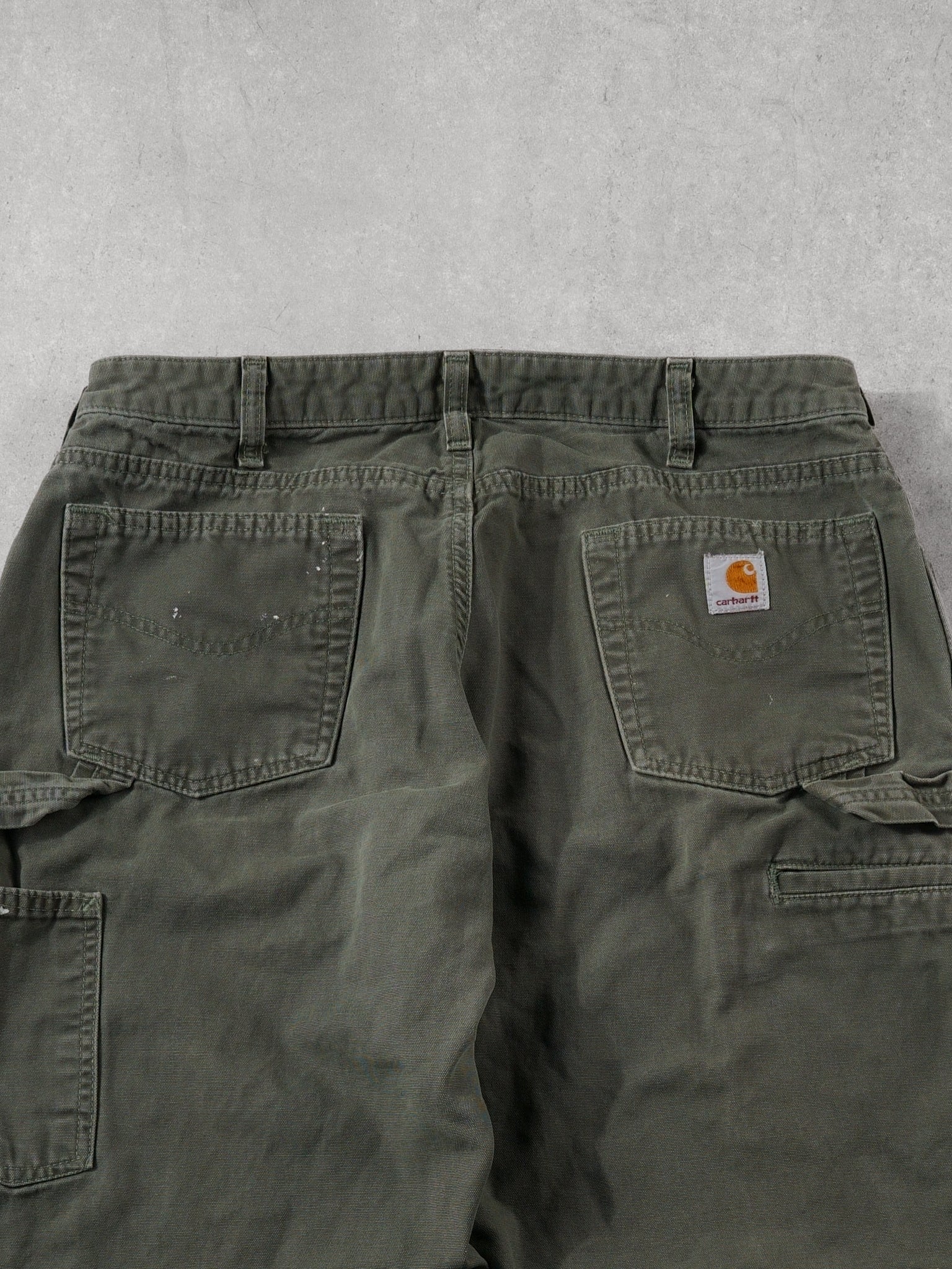 Vintage 90s Washed Sage Green Carhartt Carpenter Pants (34x32)