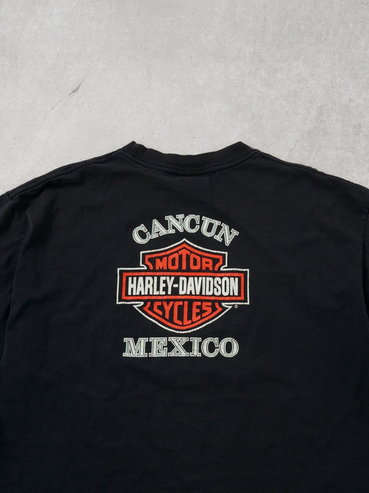 Vintage Y2k Black Harley Davidson Cancun Mexico Graphic Tee (L)