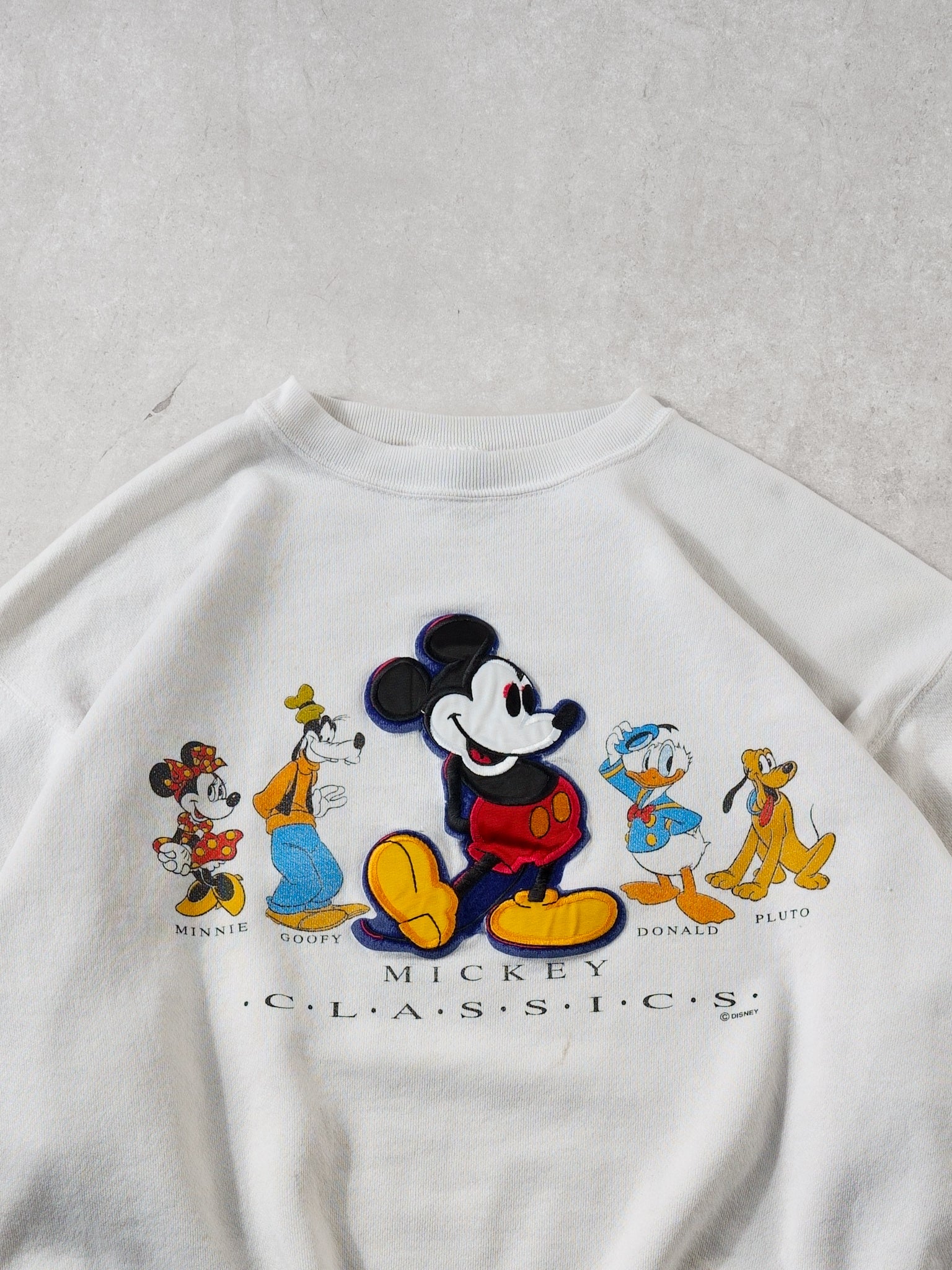 Vintage 90s White Mickey Mouse House  Classics Embroidery Crewneck (L)