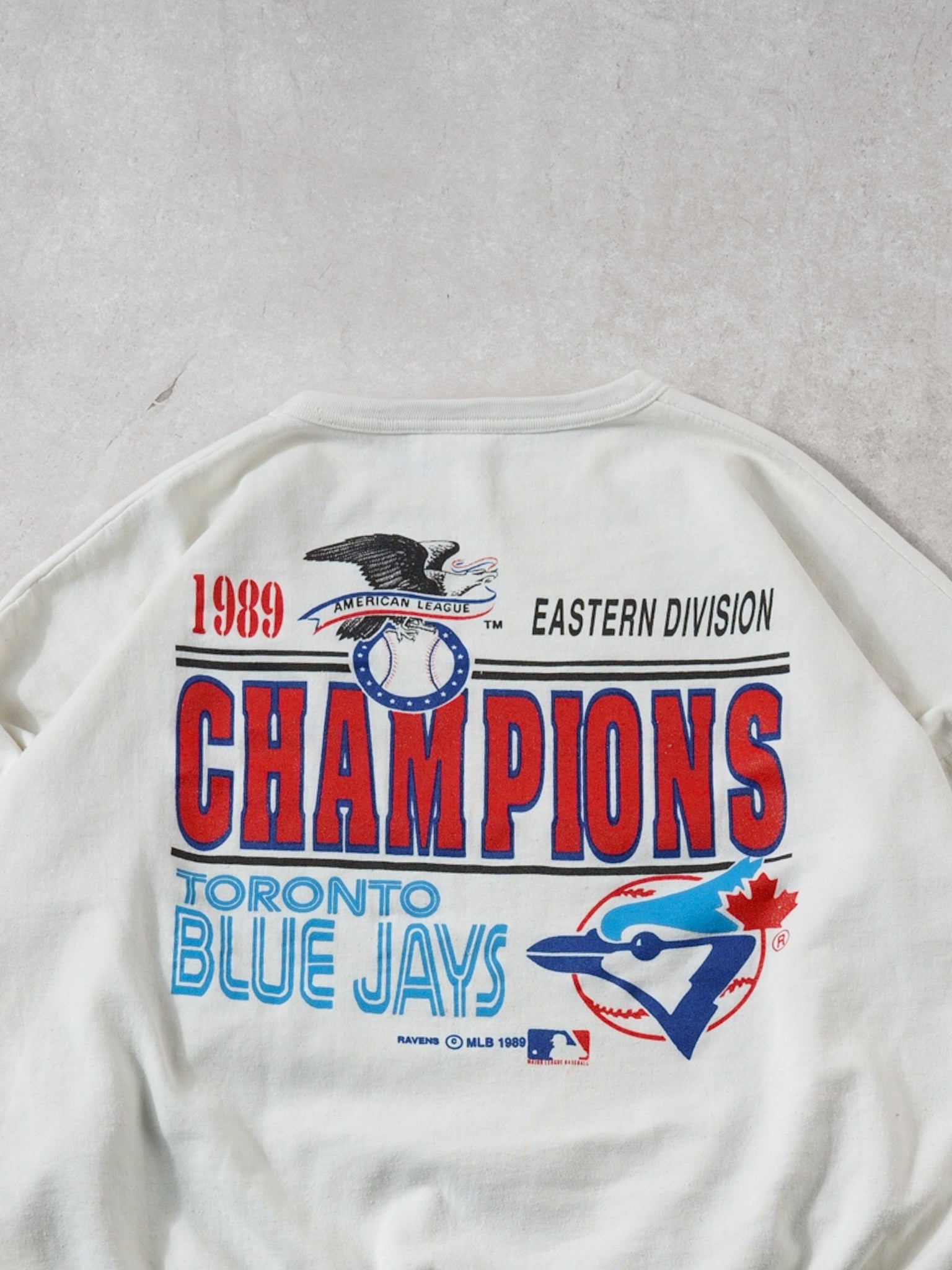 Vintage 89' White Toronto Blue Jays Eastern Champions Crewneck (L)