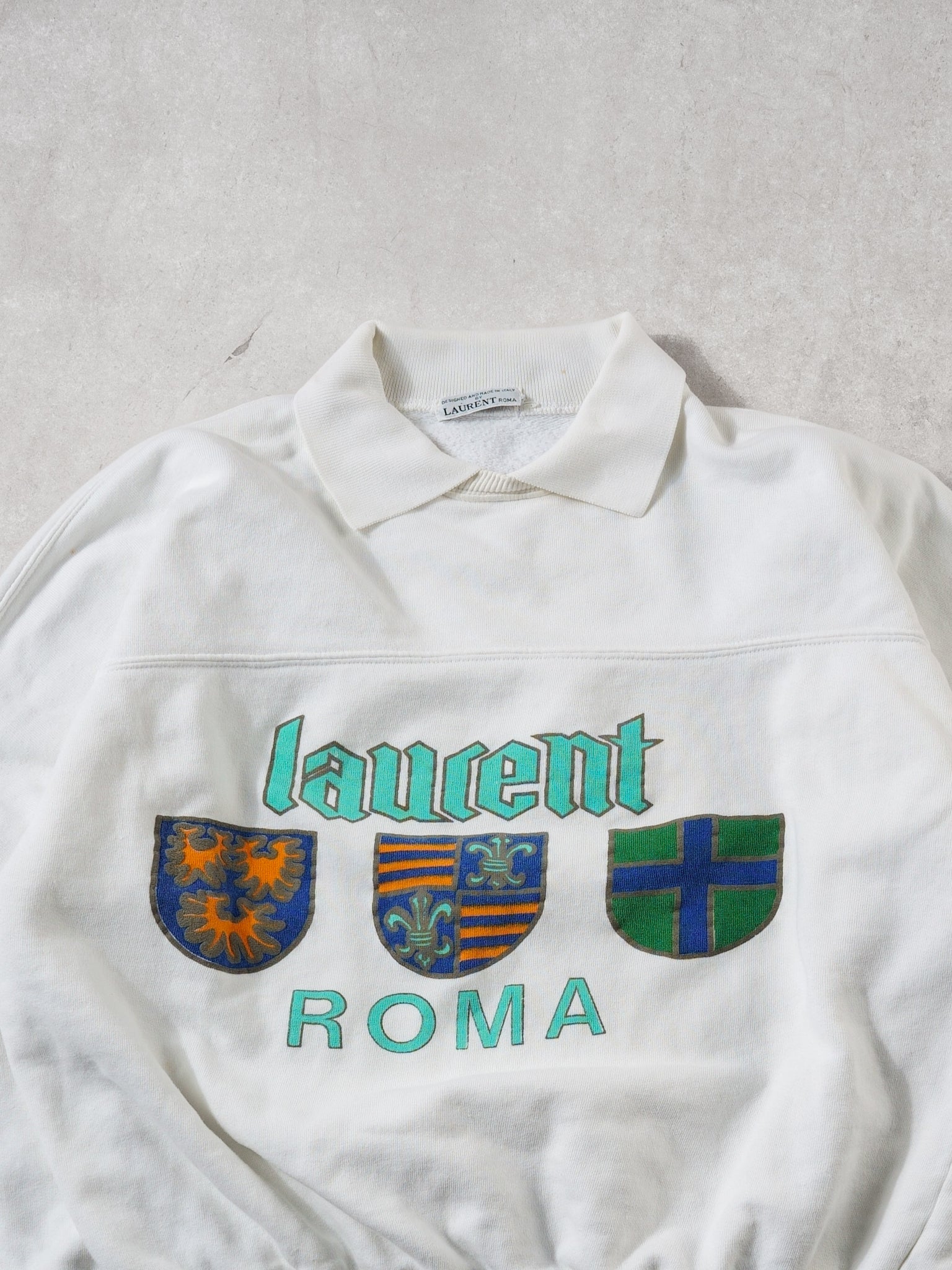 Vintage 80s White Laurent Roma Crewneck (L)