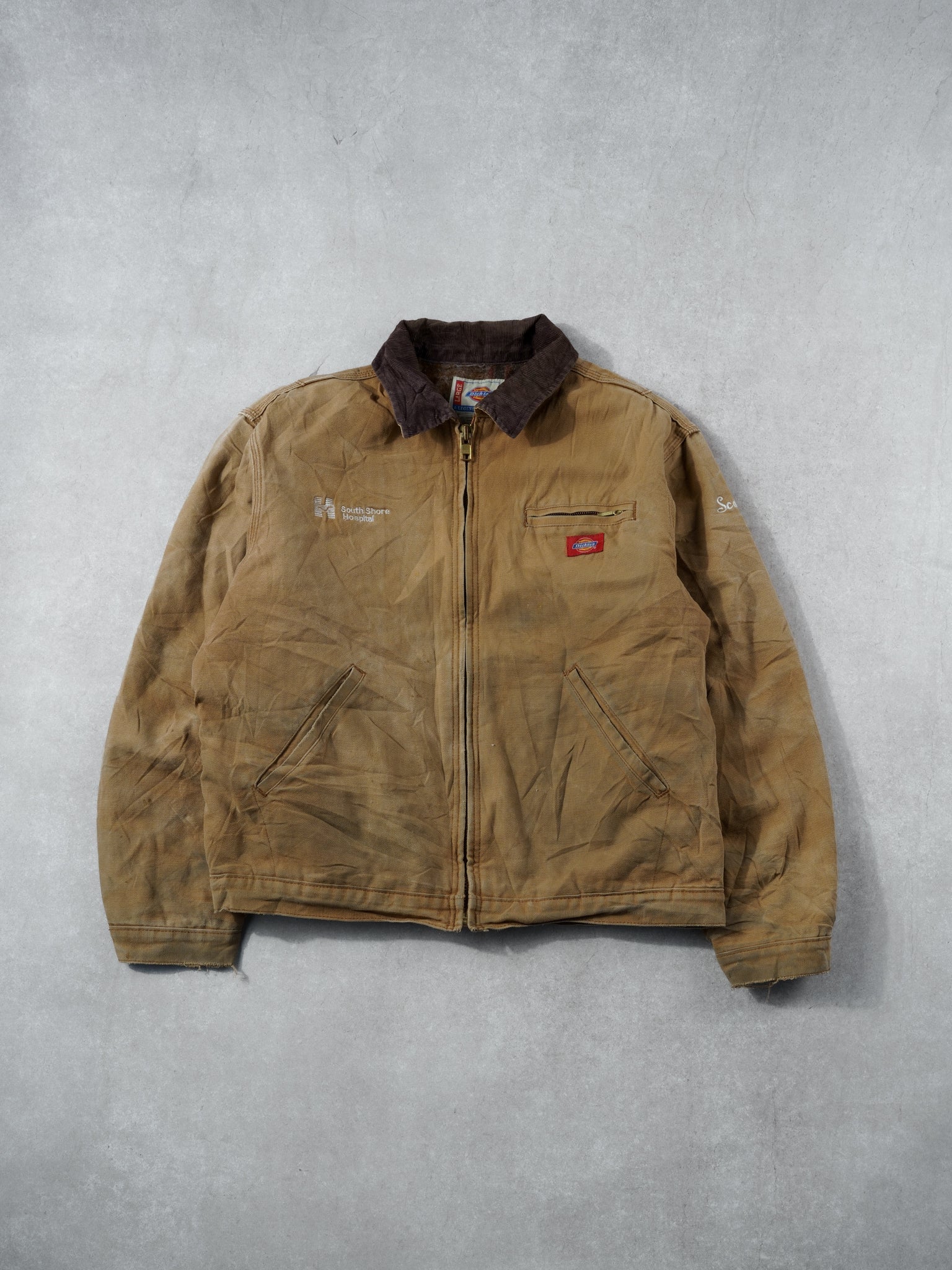 Vintage 90s Khaki Dickies Blanket Lined Detroit Jacket (L)
