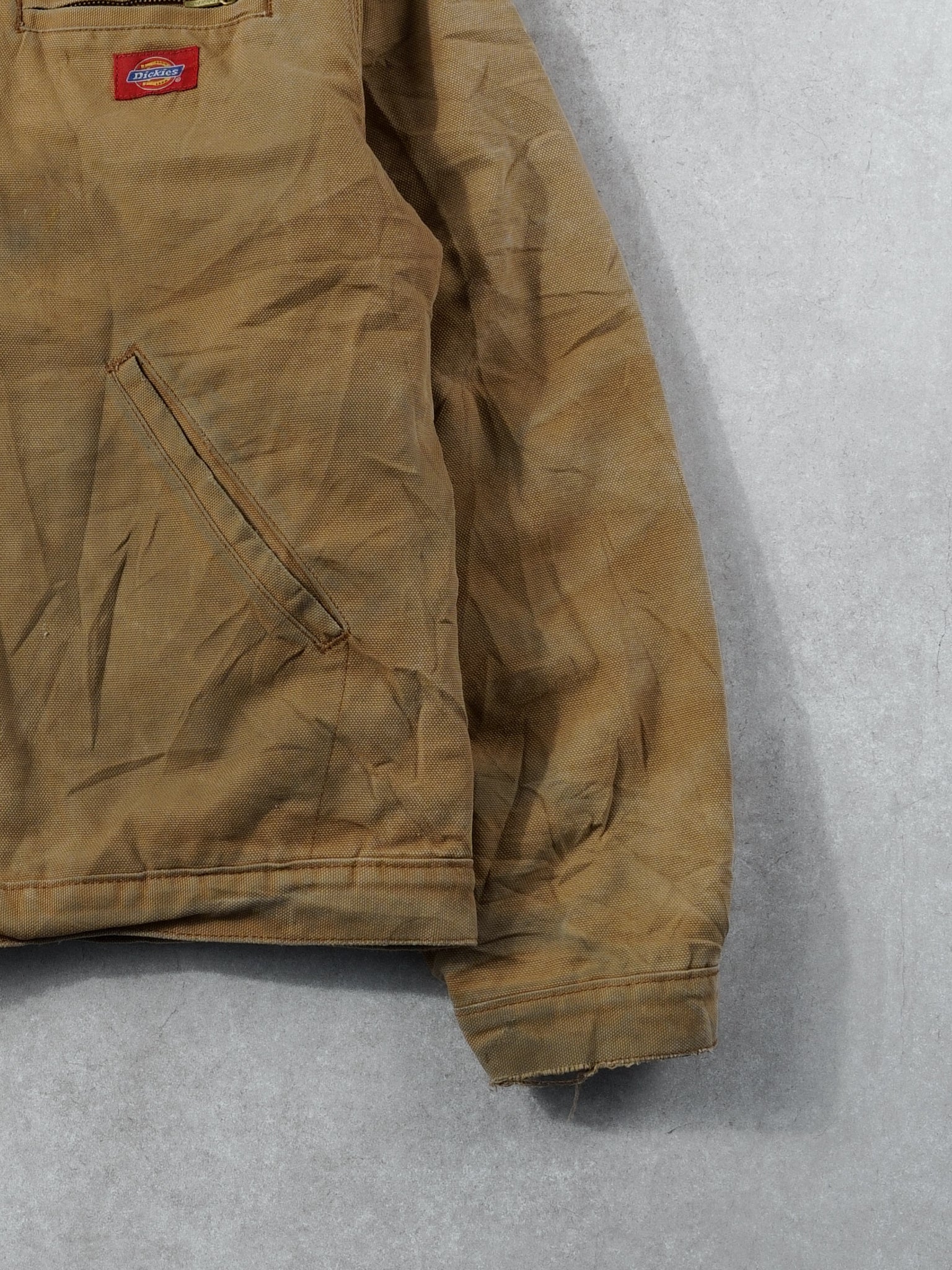 Vintage 90s Khaki Dickies Blanket Lined Detroit Jacket (L)
