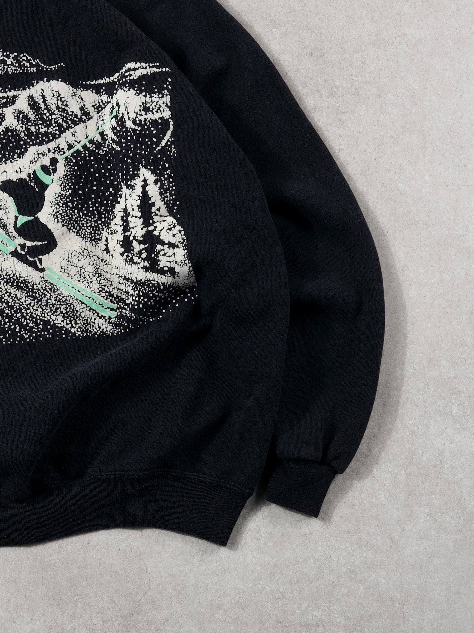 Vintage 80s Black Hanes Skiing Graphic Crewneck (L)