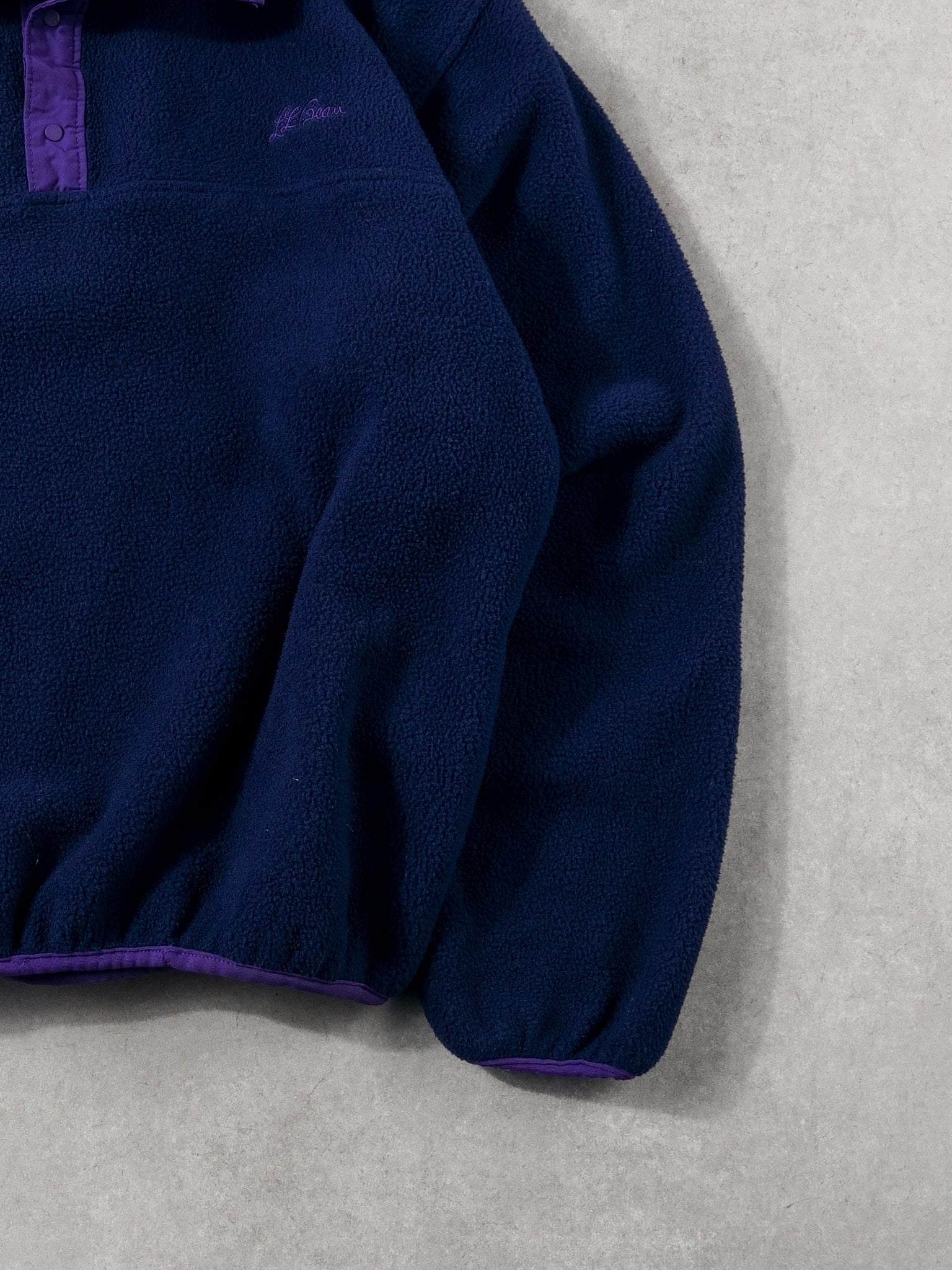 VIntage 80s Navy Blue LL Bean 1/4 Button Fleece Crewneck