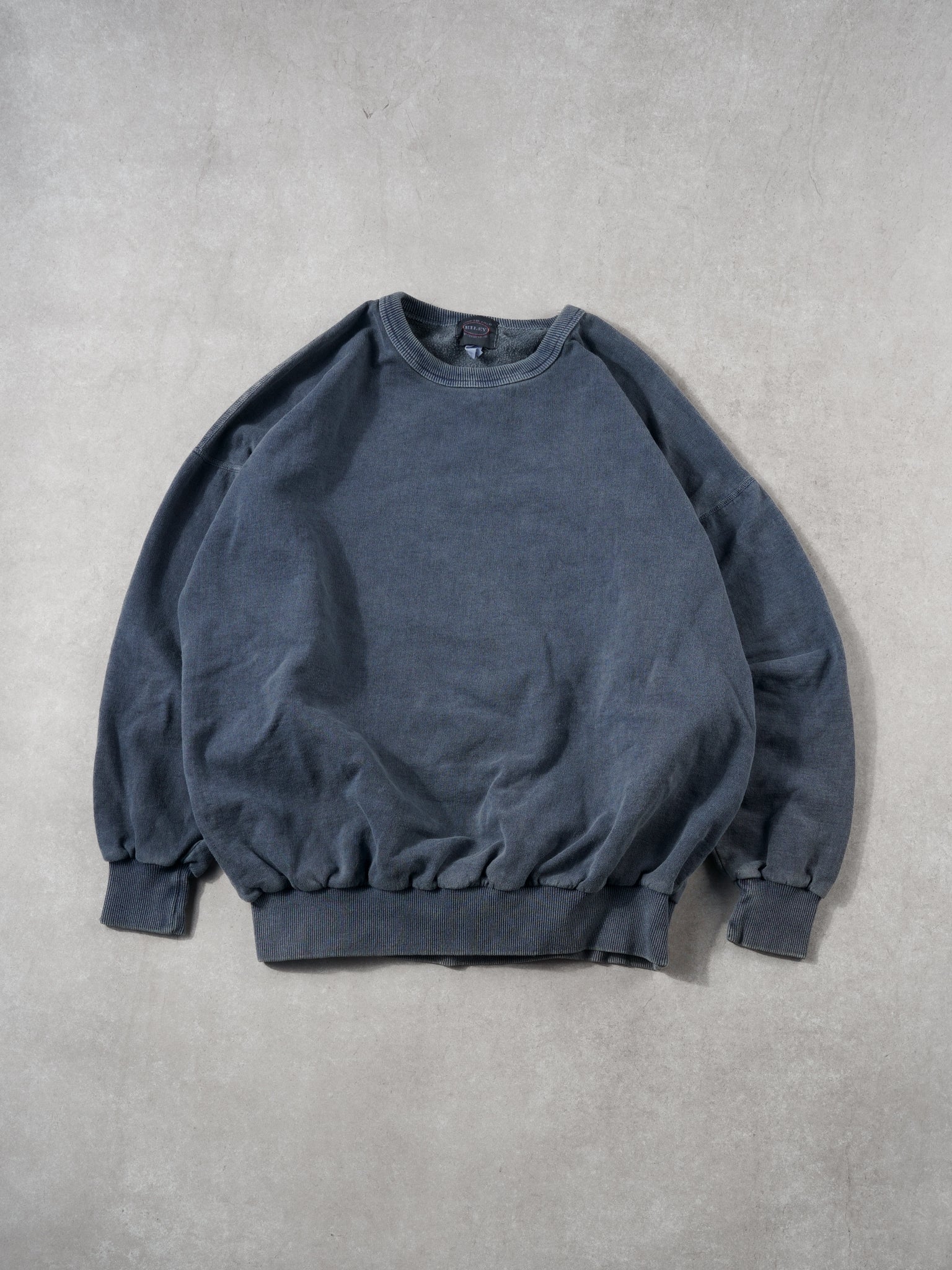 Vintage 90s Washed Grey Blue Blank Riley Crewneck (L/XL)