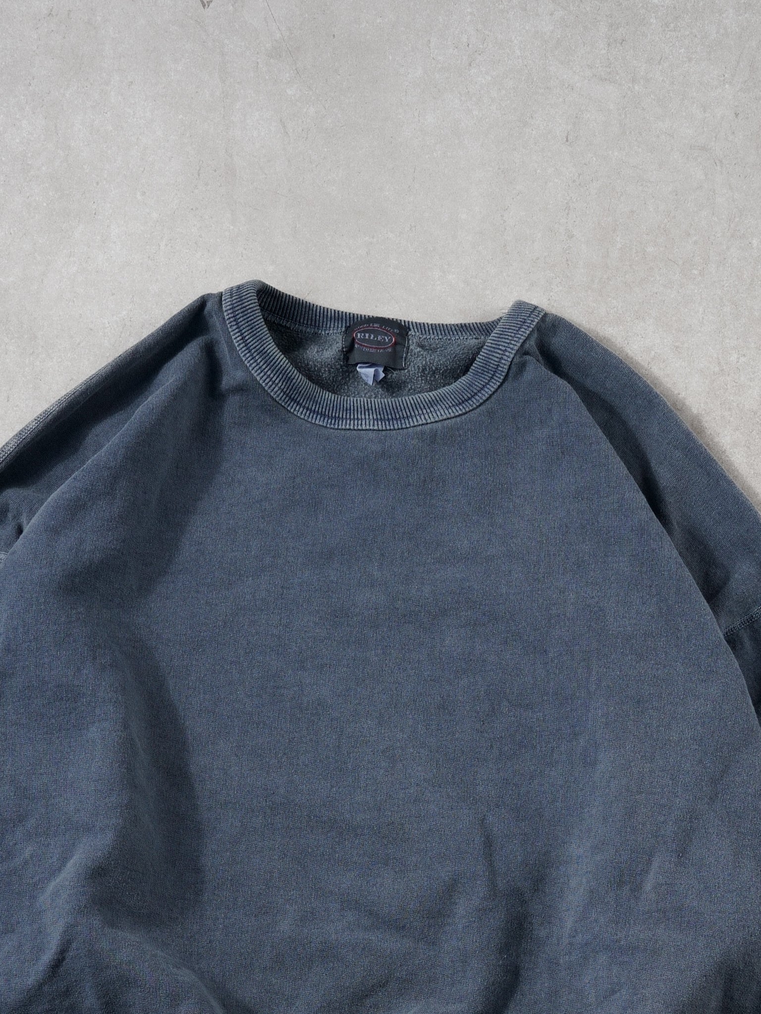 Vintage 90s Washed Grey Blue Blank Riley Crewneck (L/XL)