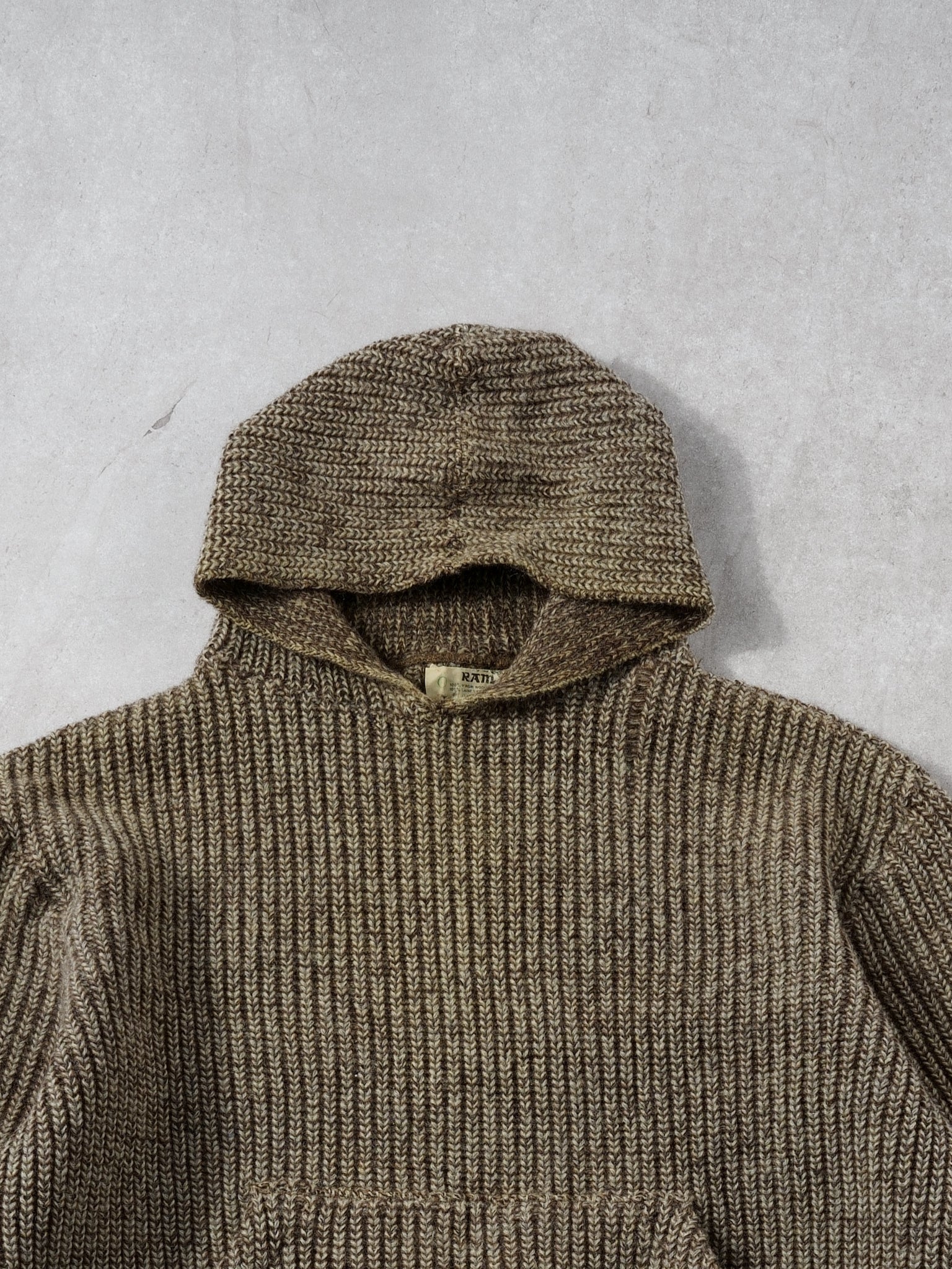 Vintage 70s Brown Knit Hoodie (S/M)