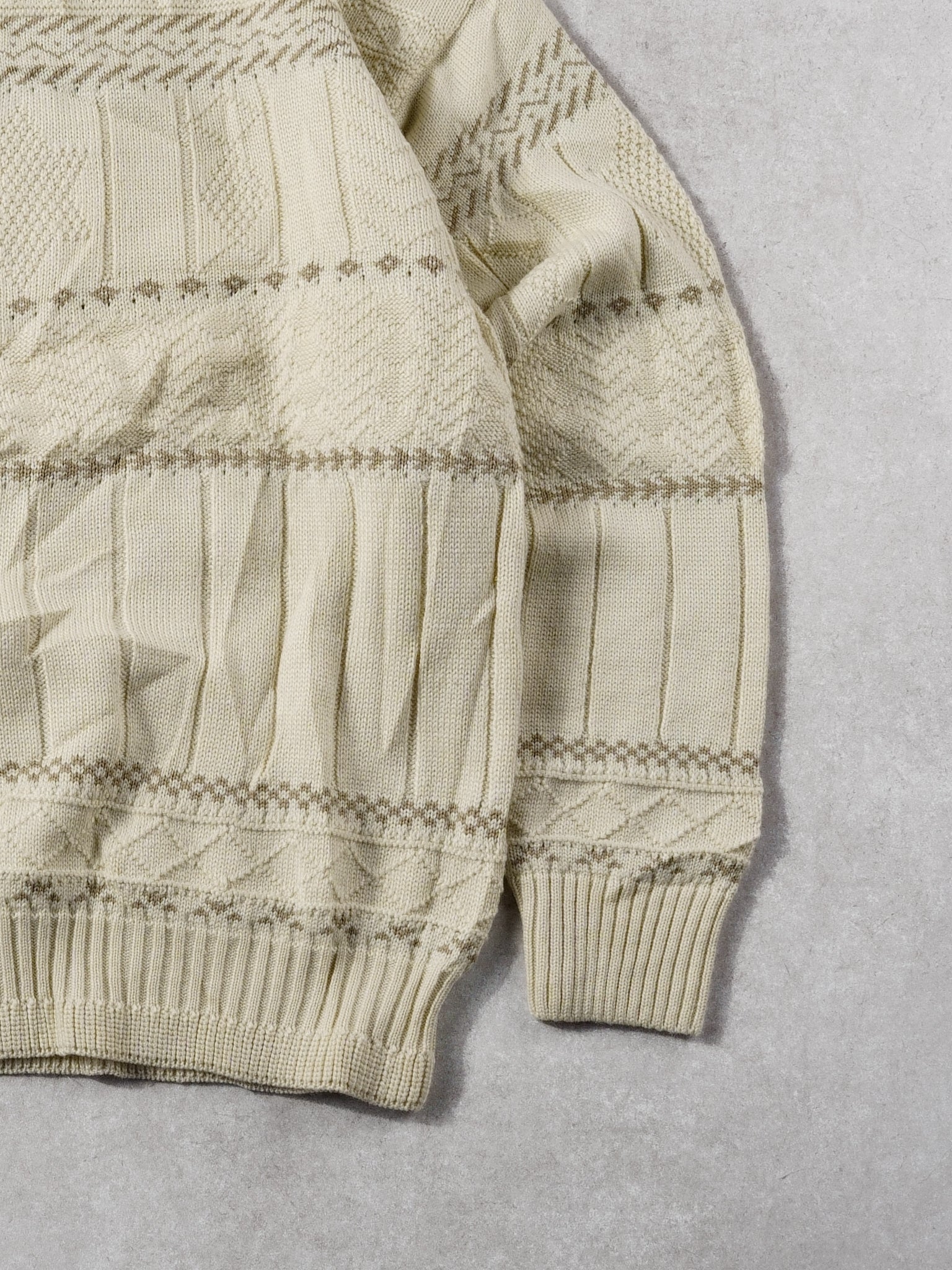 Vintage 80s Cream Pattern Knit Sweater (M)