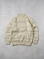 Vintage 80s Cream Pattern Knit Sweater (M)