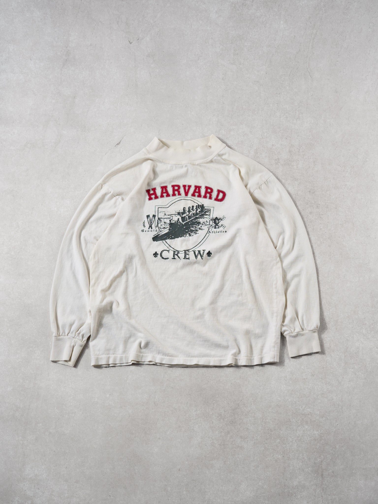 Vintage 70s White Harvard Rowing Crew Mock Longsleeve (S)