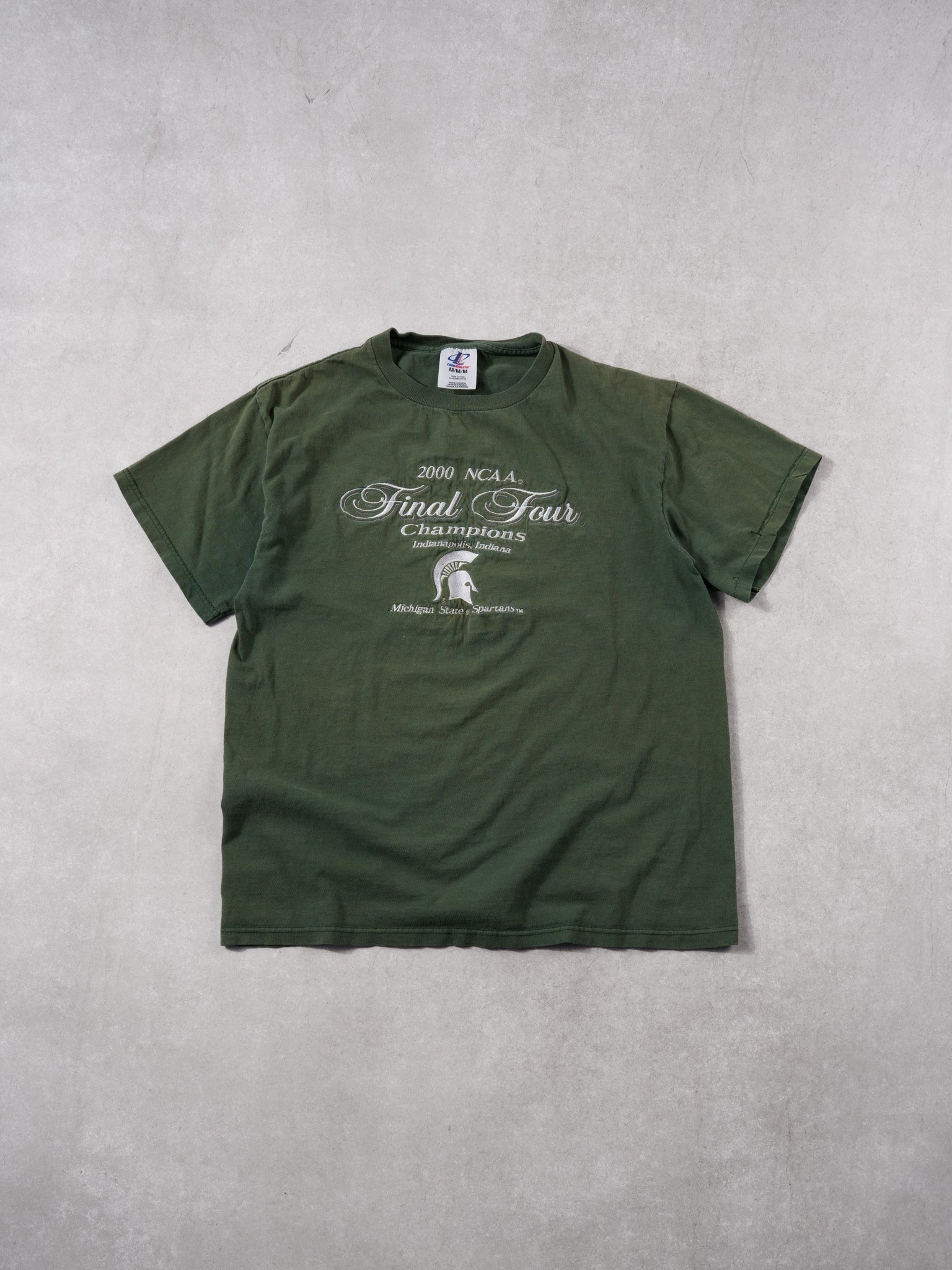 Vintage 00' Washed Pine Green Michigan Spartans NCAA Final 4 Champions Tee (M)