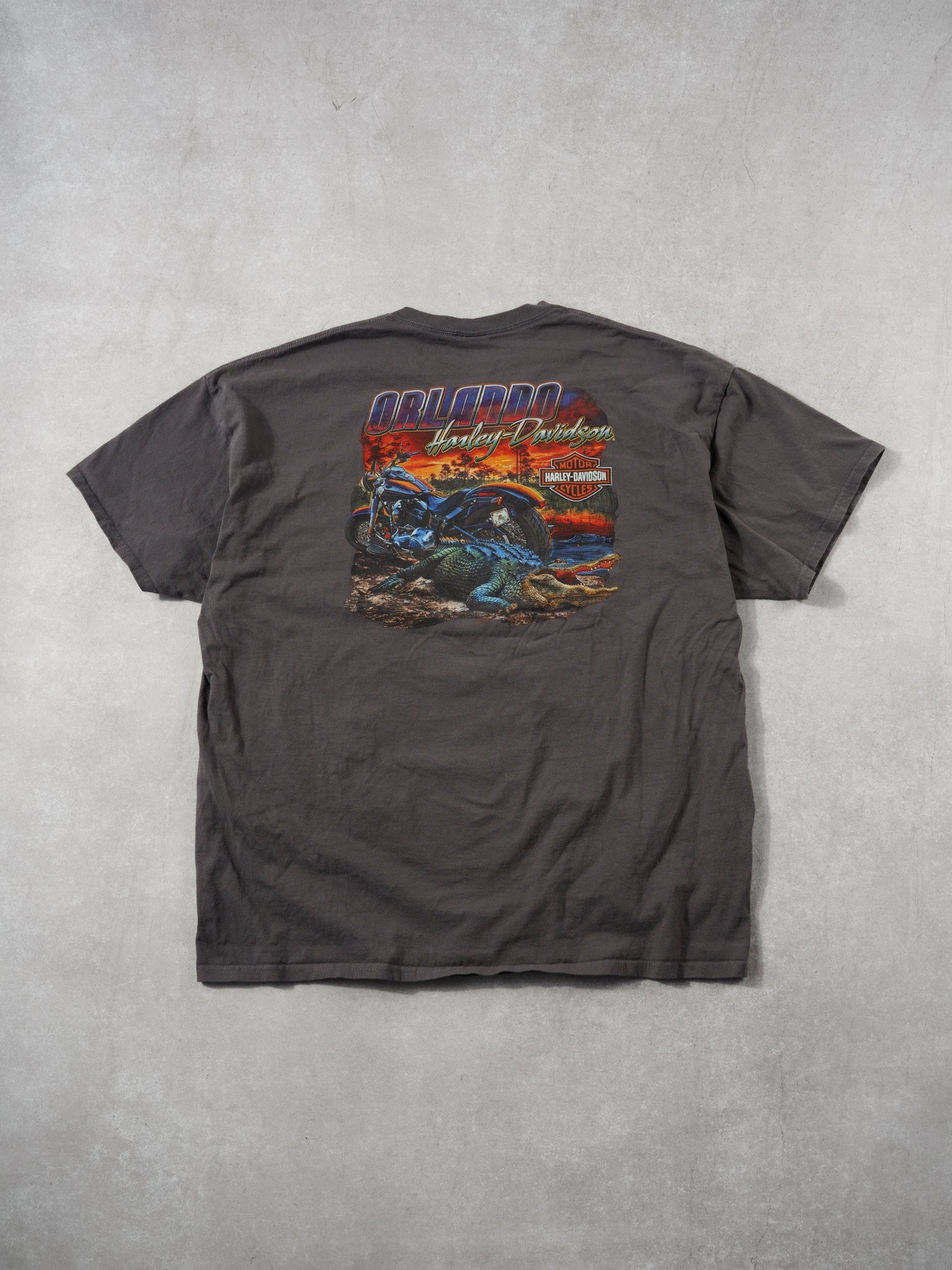 Y2k Grey Harley Davidson Orlando Florida Graphic Tee (L)