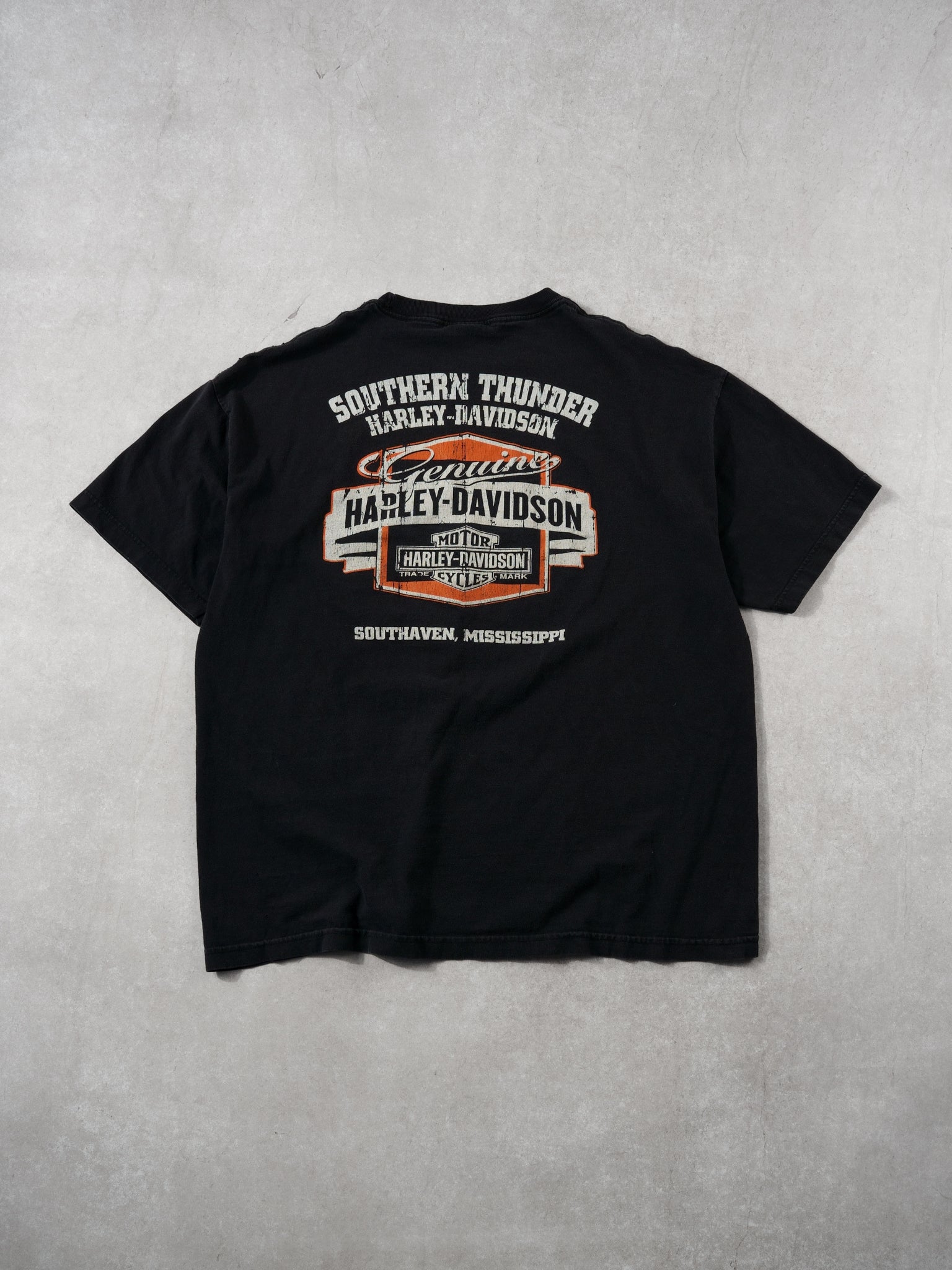 Vintage 90s Black Harley Davidson Ride Hard Mississippi Tee (L)