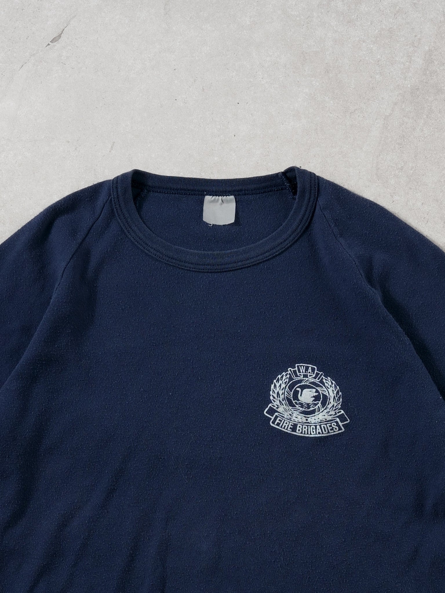 Vintage 70s Navy Blue Ringer Fire Brigades Tee (XS)