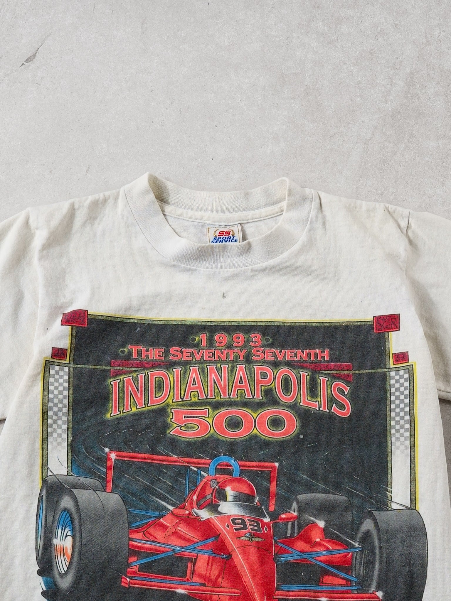 Vintage 93' White Indiannapolis 500 Grand Prix Racing Graphic Tee (XS)