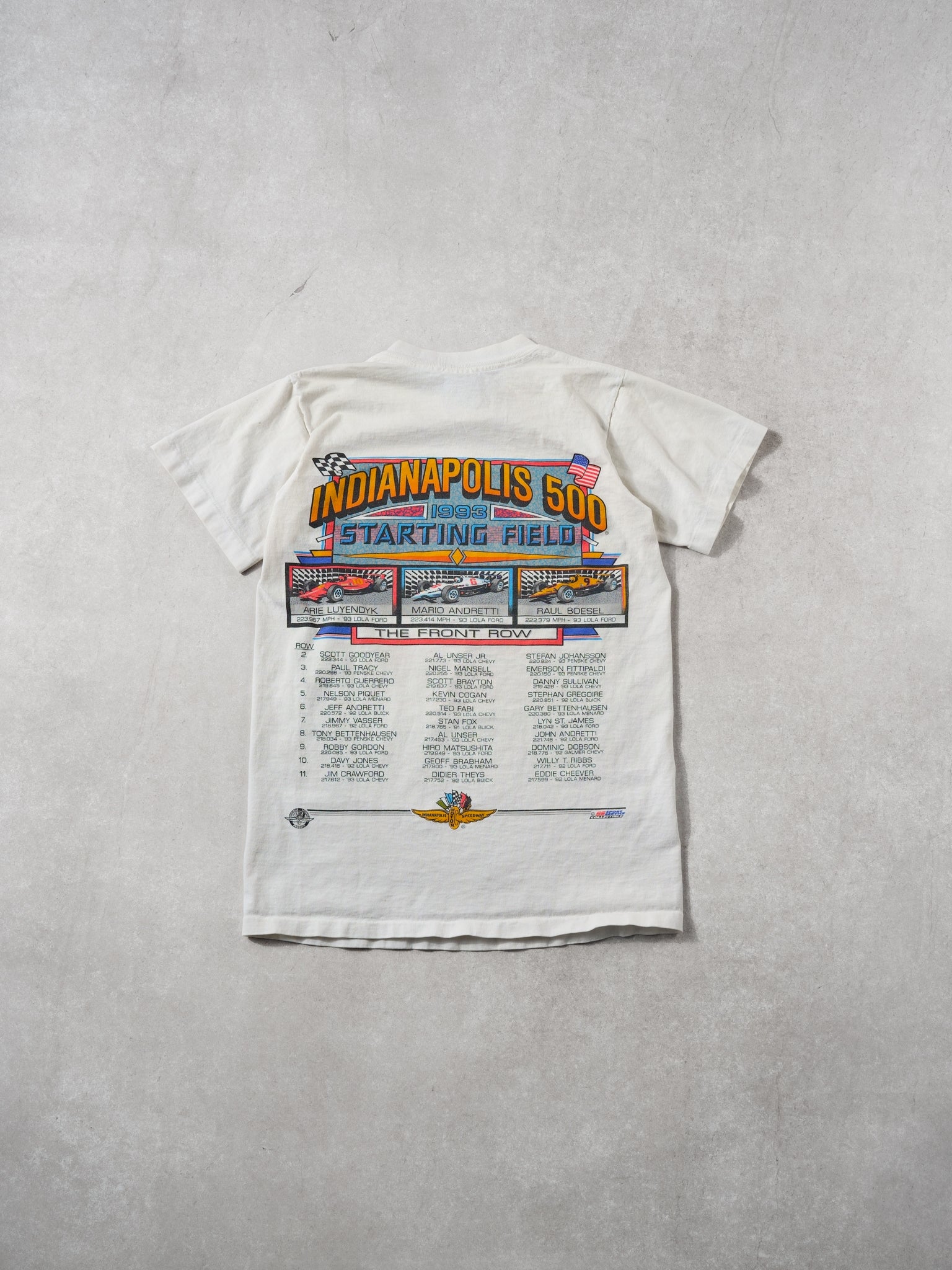 Vintage 93' White Indiannapolis 500 Grand Prix Racing Graphic Tee (XS)