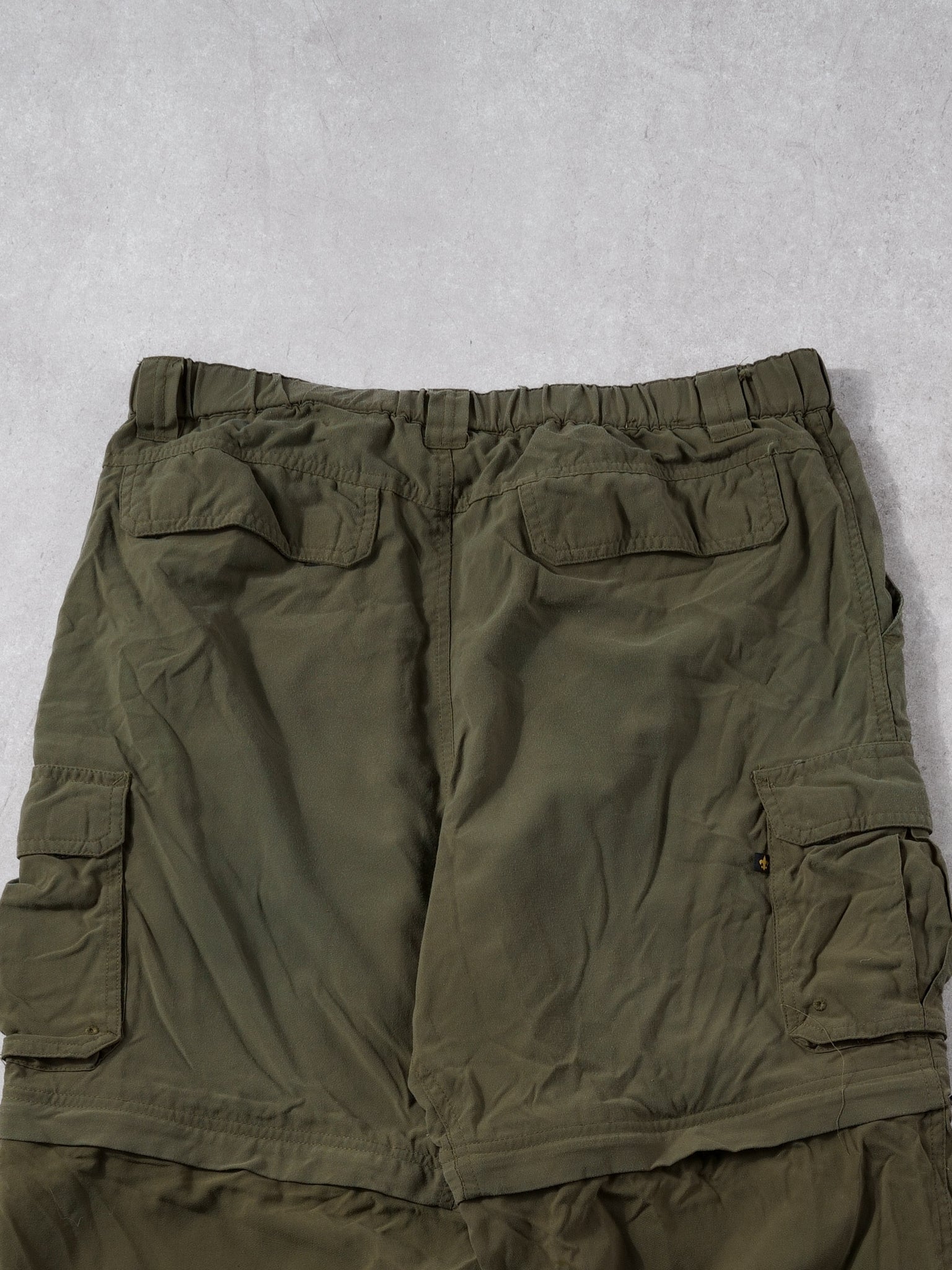 Vintage Y2K Faded Moss Green Boy Scouts USA 2 in 1 Windbreaker Cargo Pants (32x30)