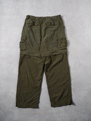 Vintage Y2K Faded Moss Green Boy Scouts USA 2 in 1 Windbreaker Cargo Pants (32x30)