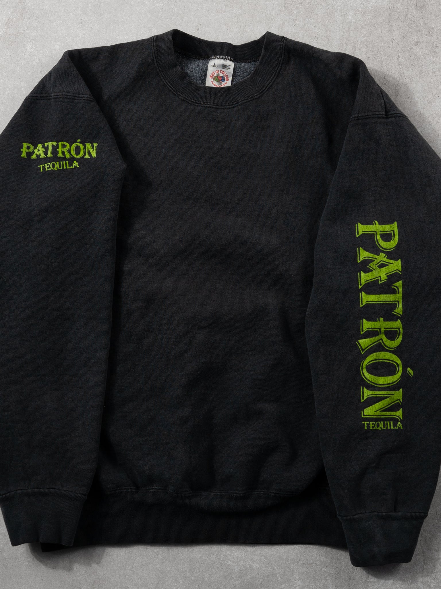 Vintage 90s Washed Black Patron Tequillia Crewneck (L)