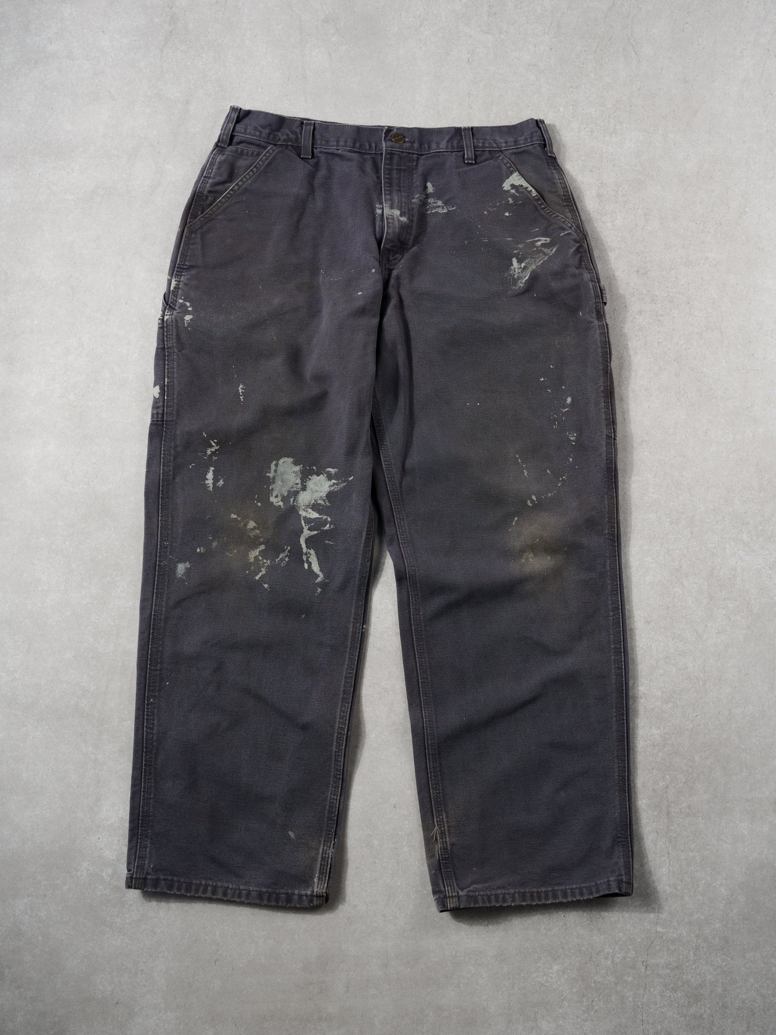 Vintage 90s Grey Carhartt Paint Splatter Carpenter Pants (34x29)