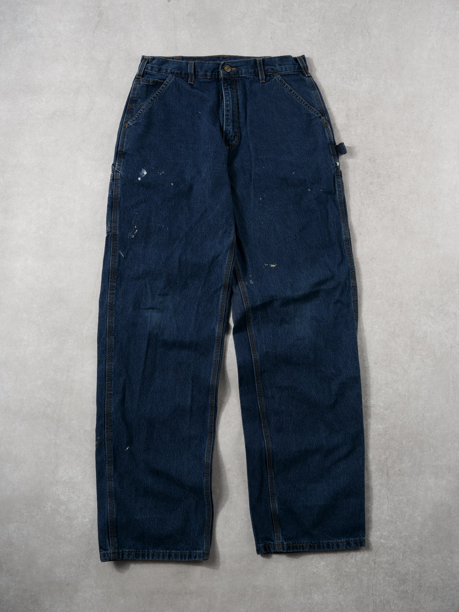 Vintage 90s Dark Blue Carhartt Denim Carpenter Pants (30x34)