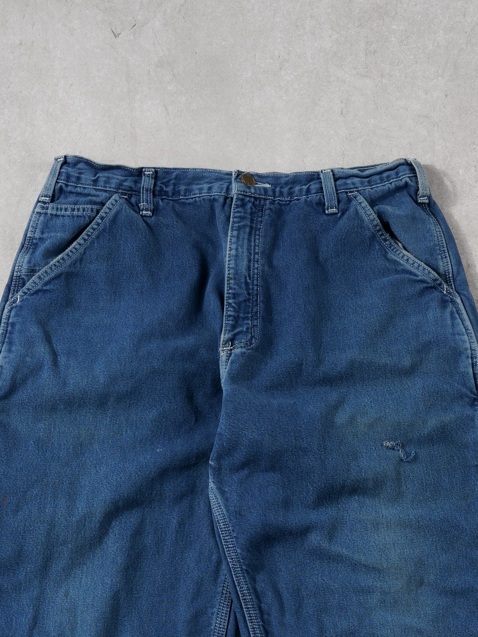 Vintage 90s Blue Carhartt Denim Lined Carpenter Pants (30x30)