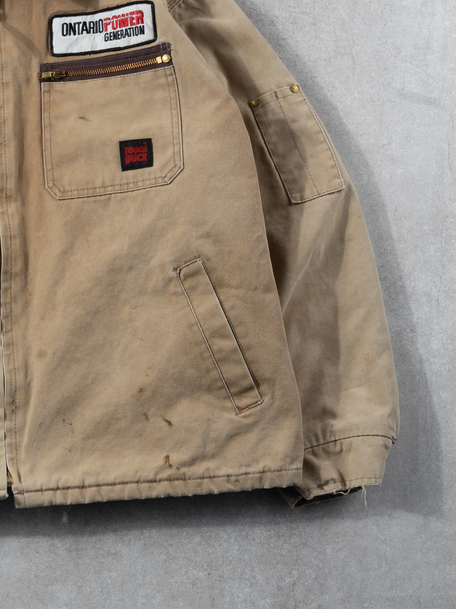 Vintage 90s Washed Beige Tough Duck Detroit Jacket (XL)