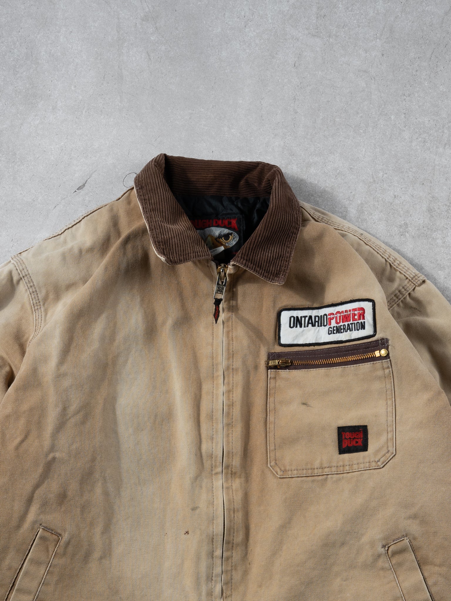 Vintage 90s Washed Beige Tough Duck Detroit Jacket (XL)