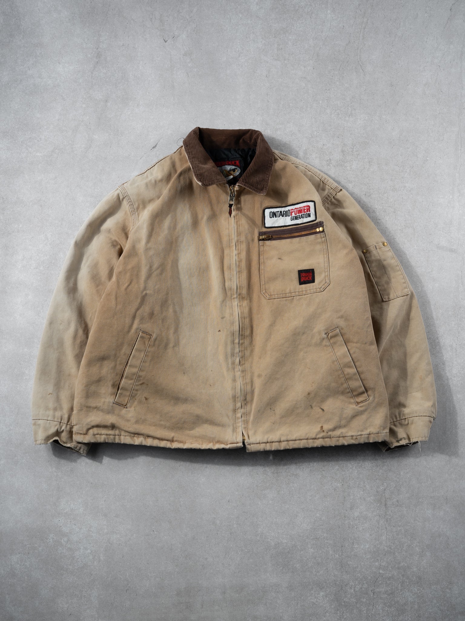 Vintage 90s Washed Beige Tough Duck Detroit Jacket (XL)