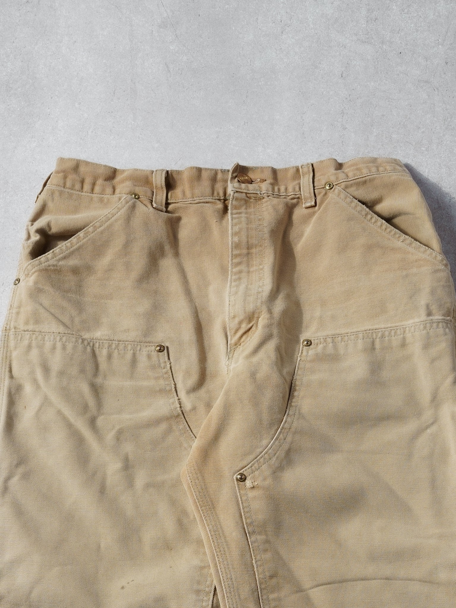 Vintage 90s Washed Khaki Carhartt Double Knee Carpenter Pants (30x26)