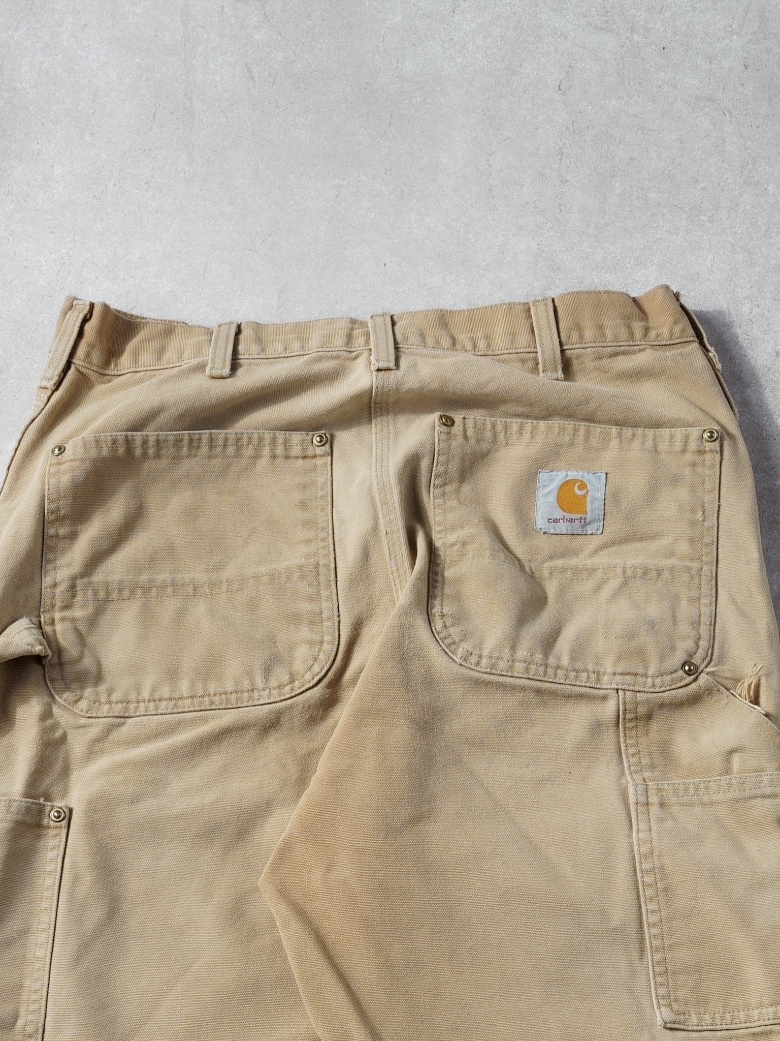 Vintage 90s Washed Khaki Carhartt Double Knee Carpenter Pants (30x26)