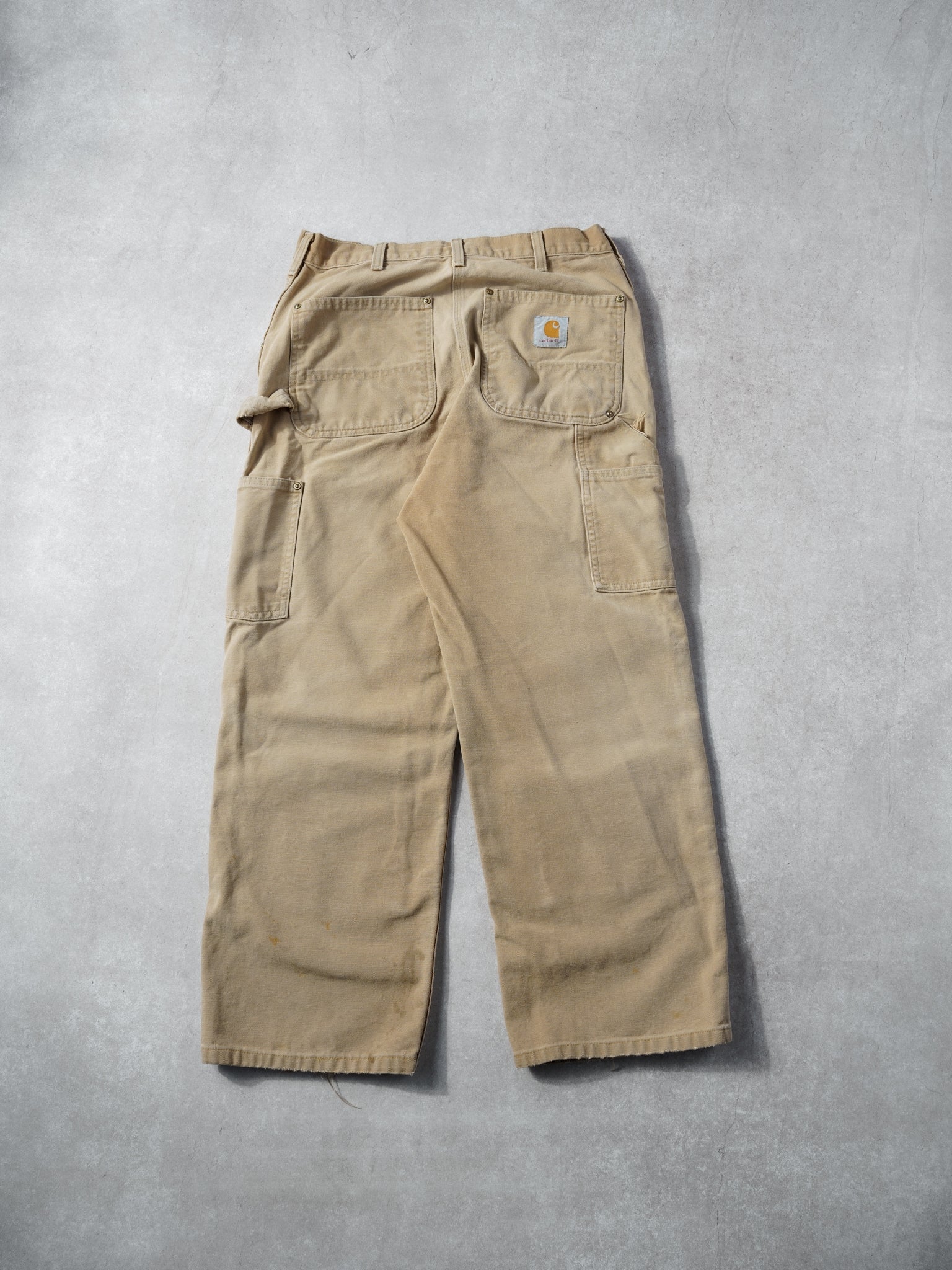 Vintage 90s Washed Khaki Carhartt Double Knee Carpenter Pants (30x26)