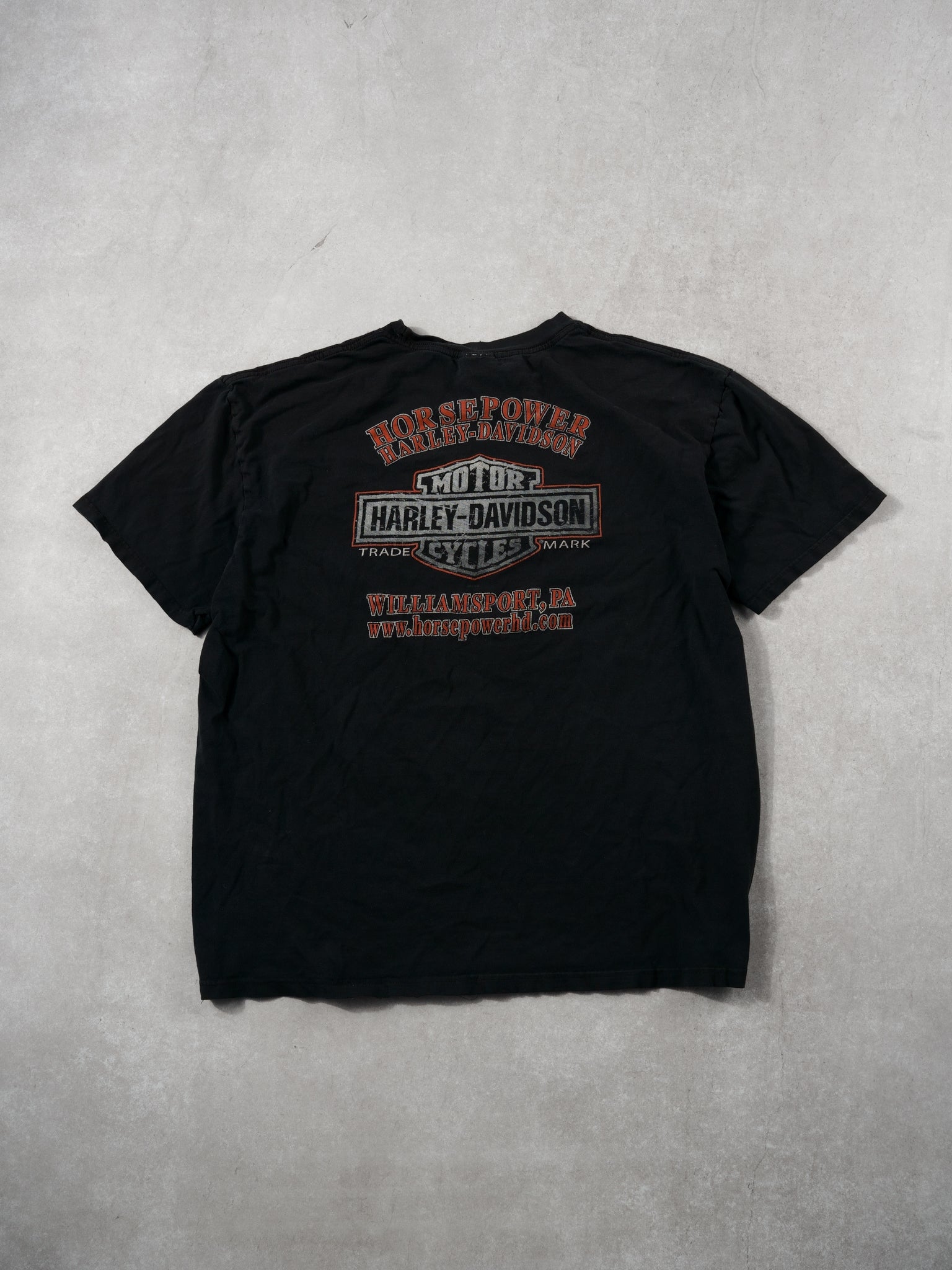 Vintage Y2k Black Harley Davidson Williamsport Pa Flame Tee (L)