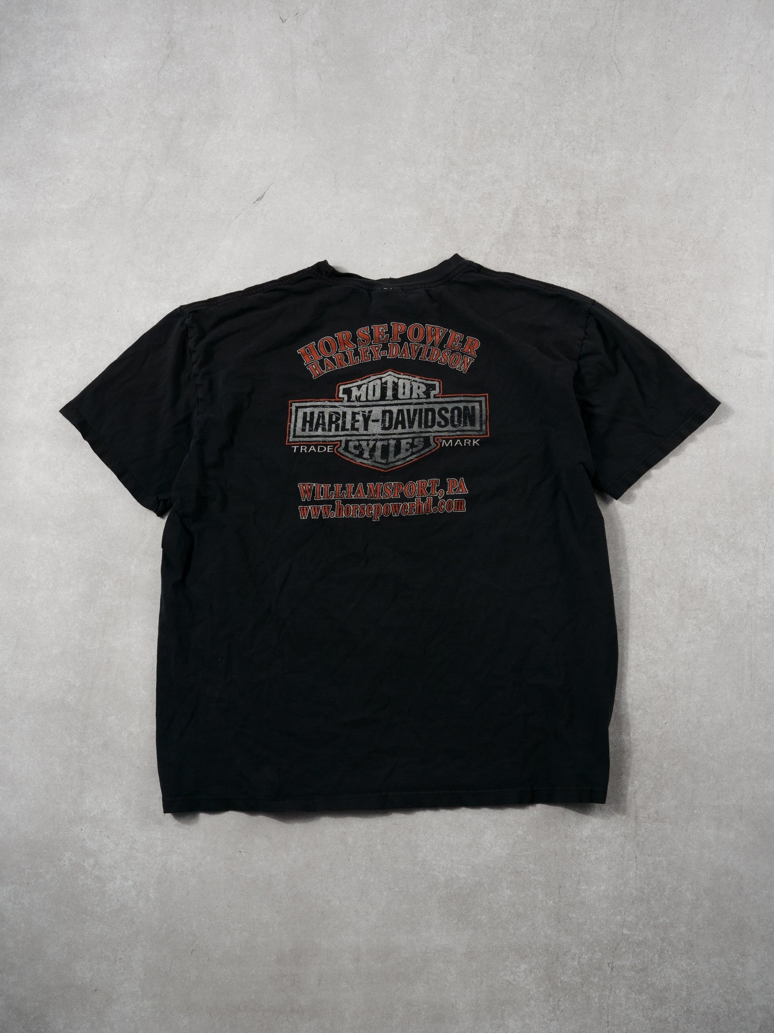 Vintage Y2k Black Harley Davidson Williamsport Pa Flame Tee (L ...