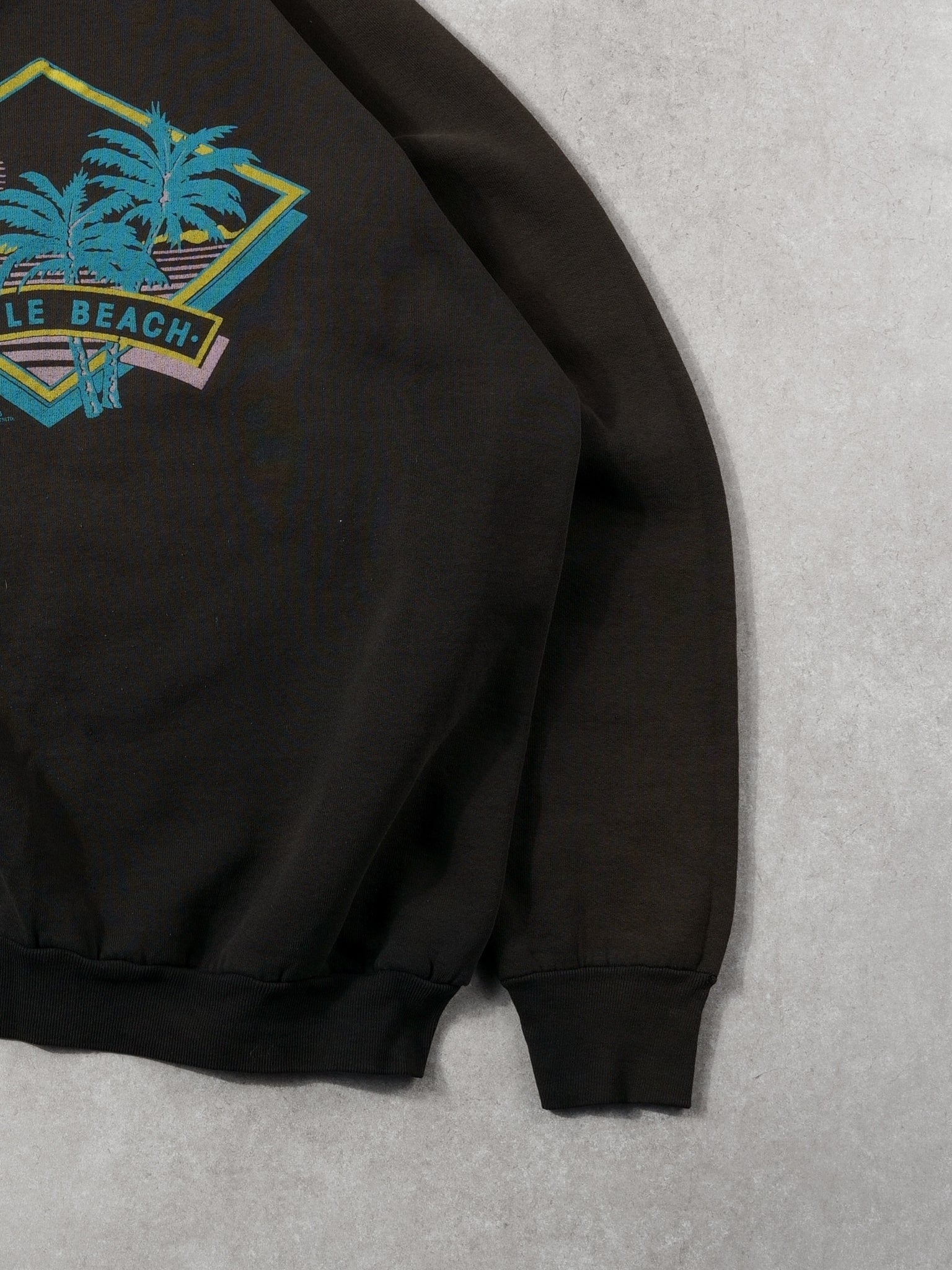 Vintage 88' Washed Black Myrtle Beach Graphic Crew (M)