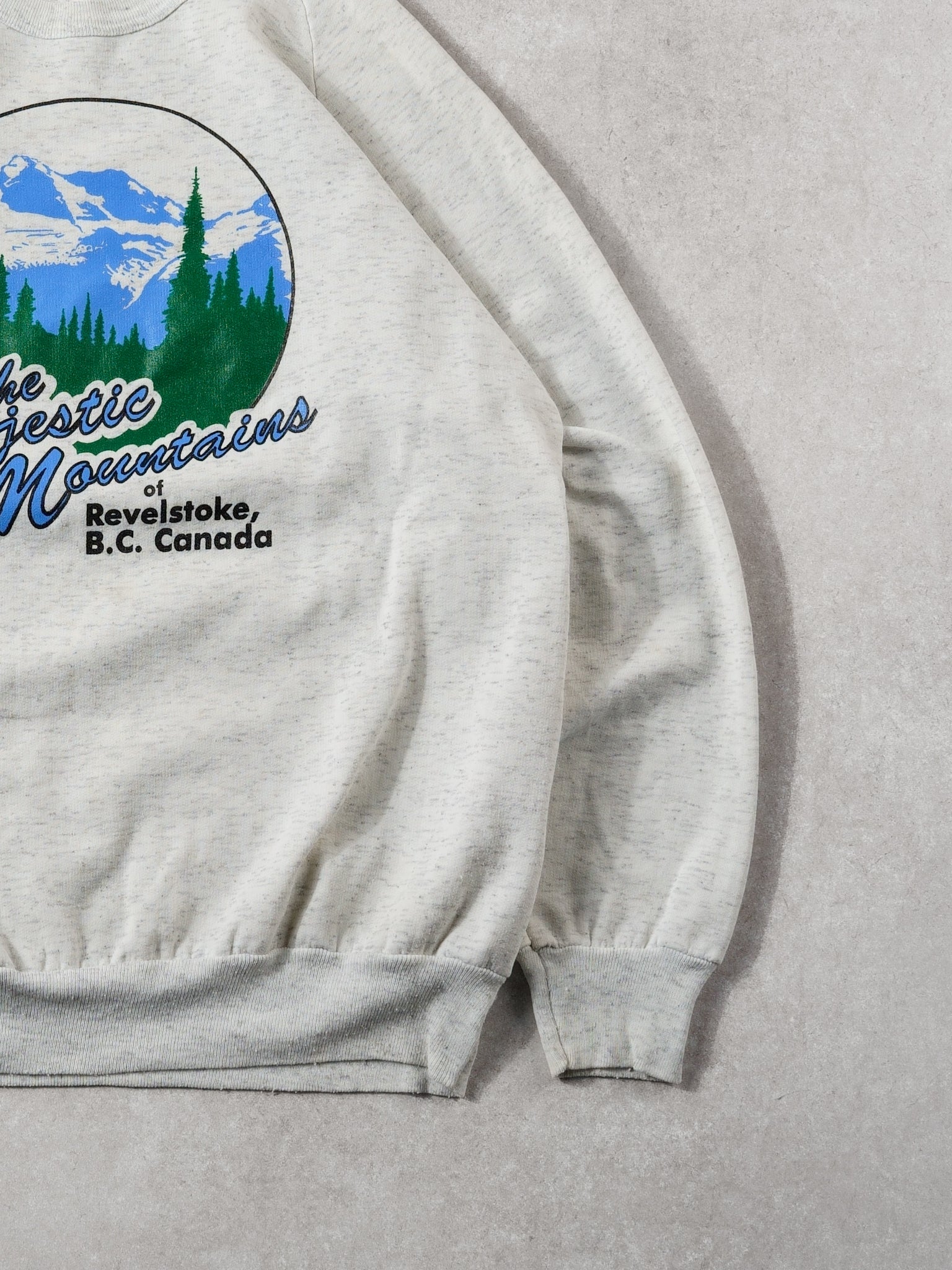 Vintage 80s Light Grey Majestic Mountains BC Crewneck (M)