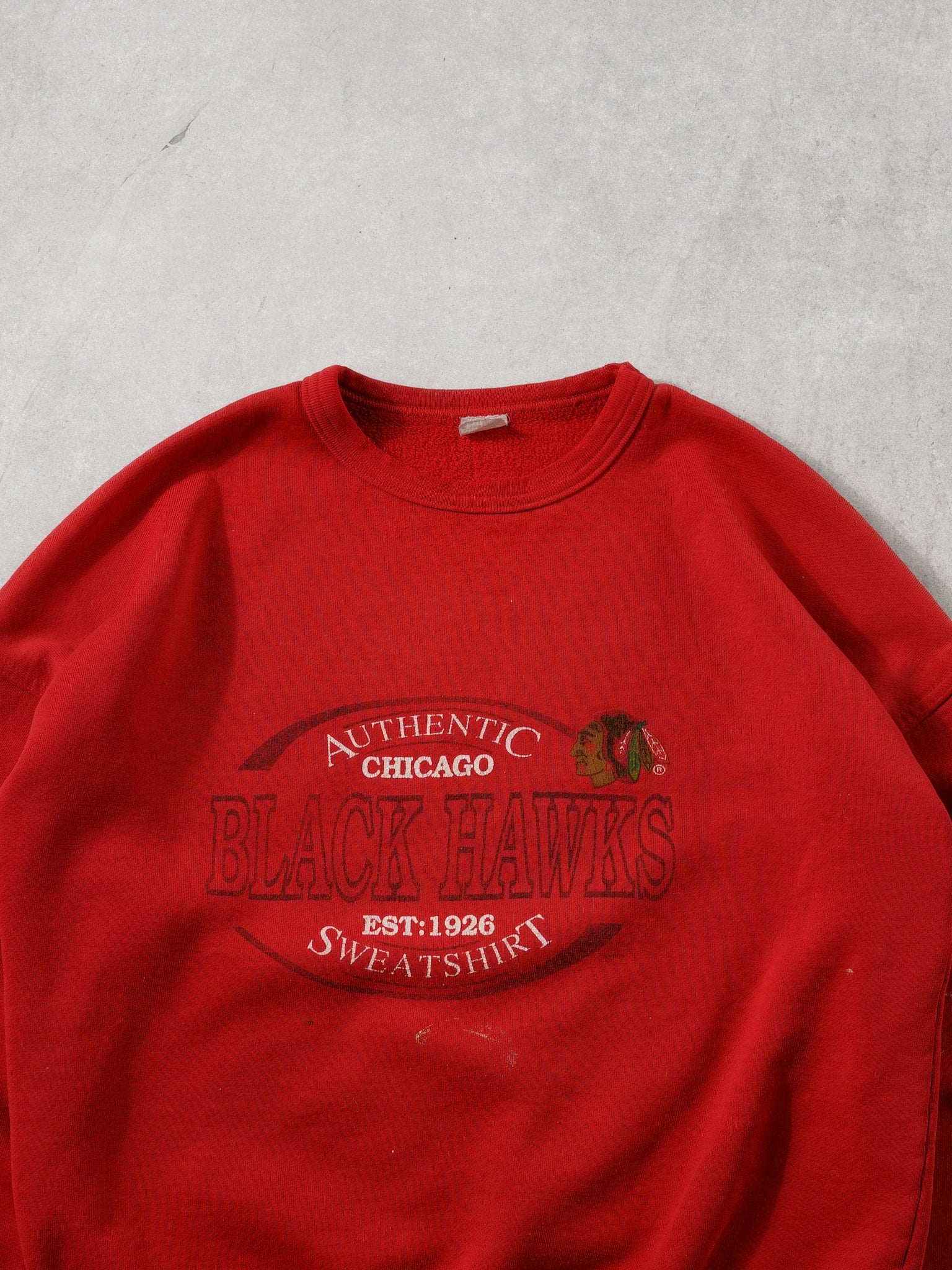 Vintage 90s Red Chicago Black Hawks Crewneck (M/L)