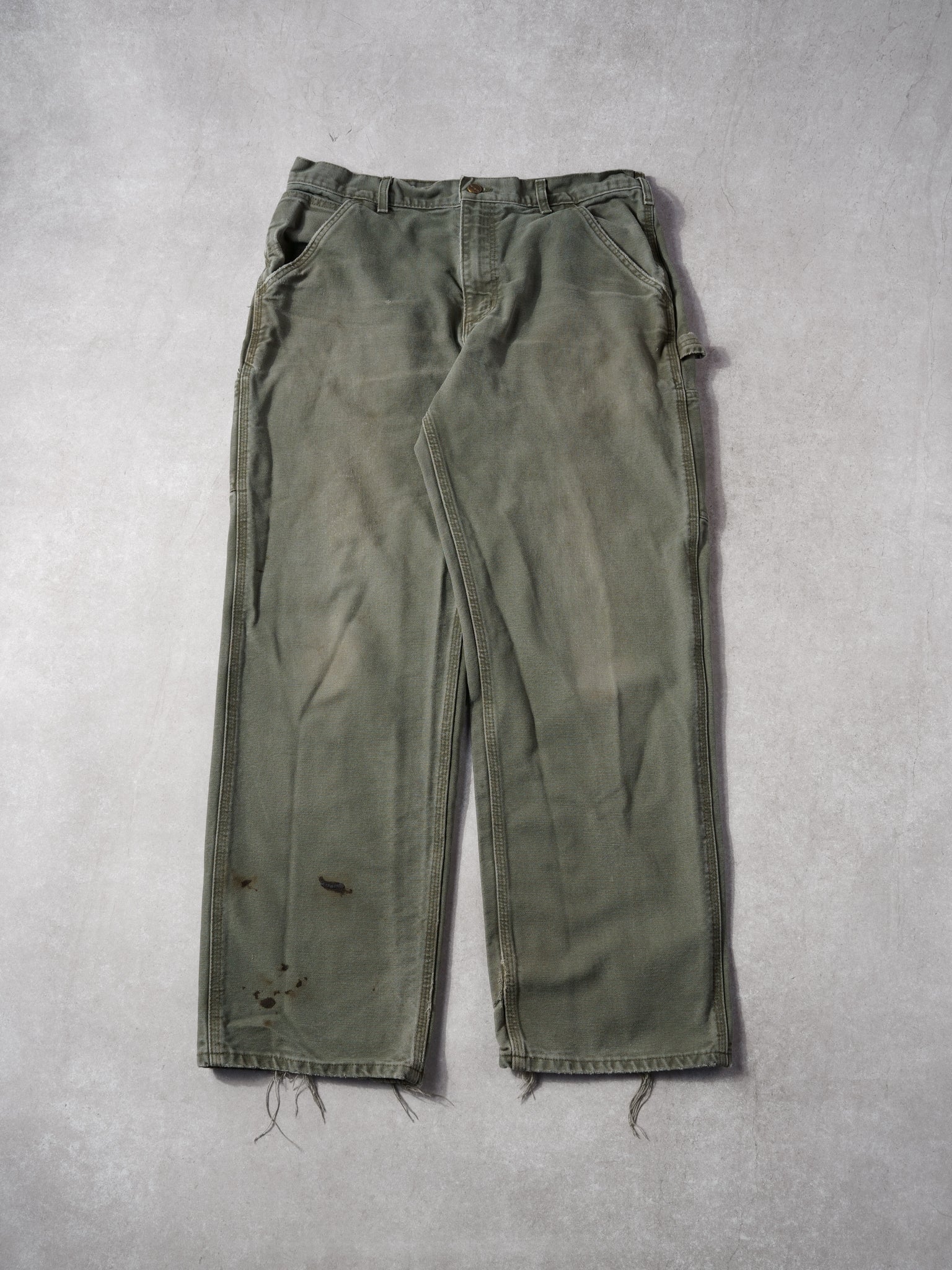 Vintage 90s Washed Sage Green Carhartt Carpenter Pants (34x31)