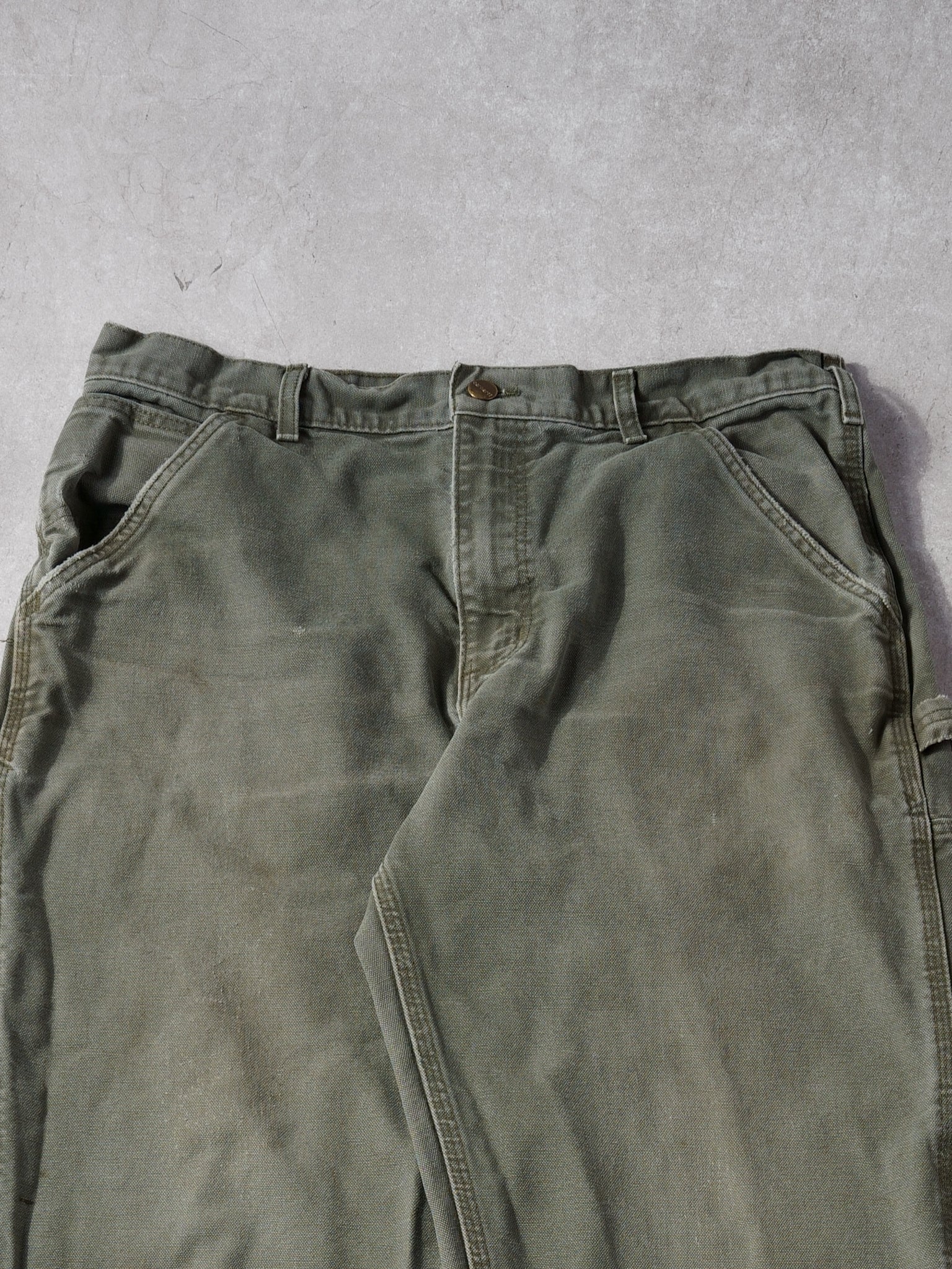 Vintage 90s Washed Sage Green Carhartt Carpenter Pants (34x31)