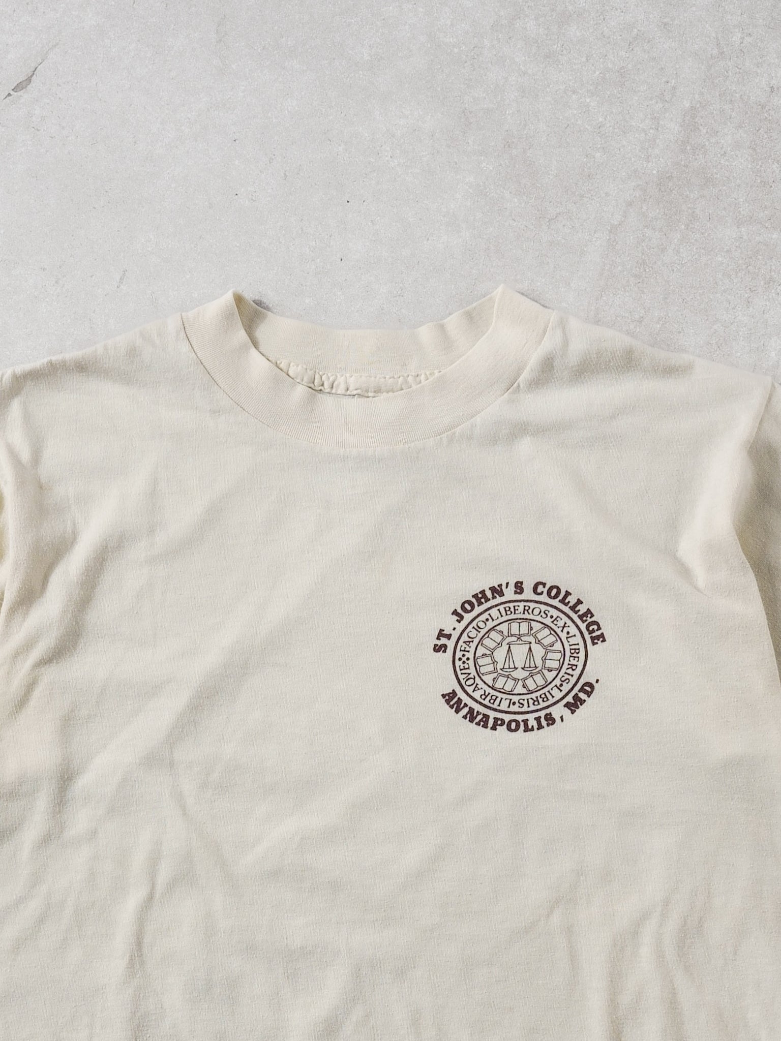 Vintage 70s Beige Saint Johns College Annapolis, MD Tee (XS)